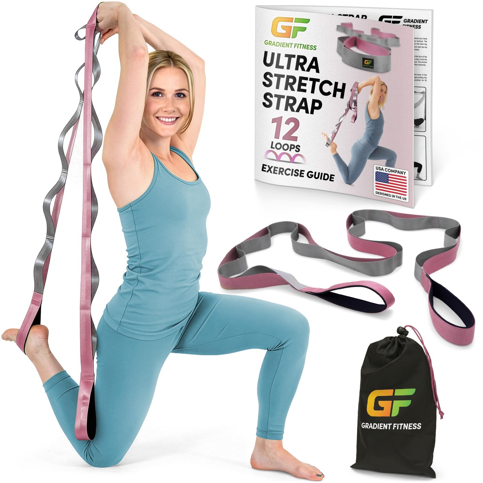 Stretching Strap for Physical Therapy, 12 Multi-Loop Stretch Strap 1.5&Prime; W x 8…