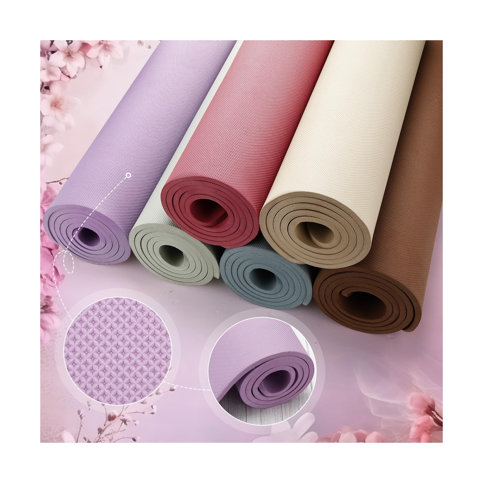 Timgle 6 Pcs 10mm Thick Yoga Mat Bulk 68 x 24 Inches Assorted Colors Exercise…