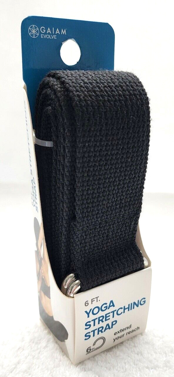 GAIAM EVOLVE Black 6 ft Yoga Stretching Strap 100% Polyester – NEW