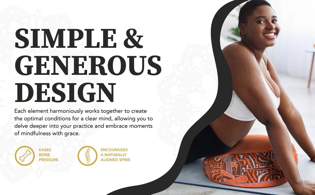 Round Zafu Meditation Pillow Orange Boho Yoga Cushion for Comfort and Support