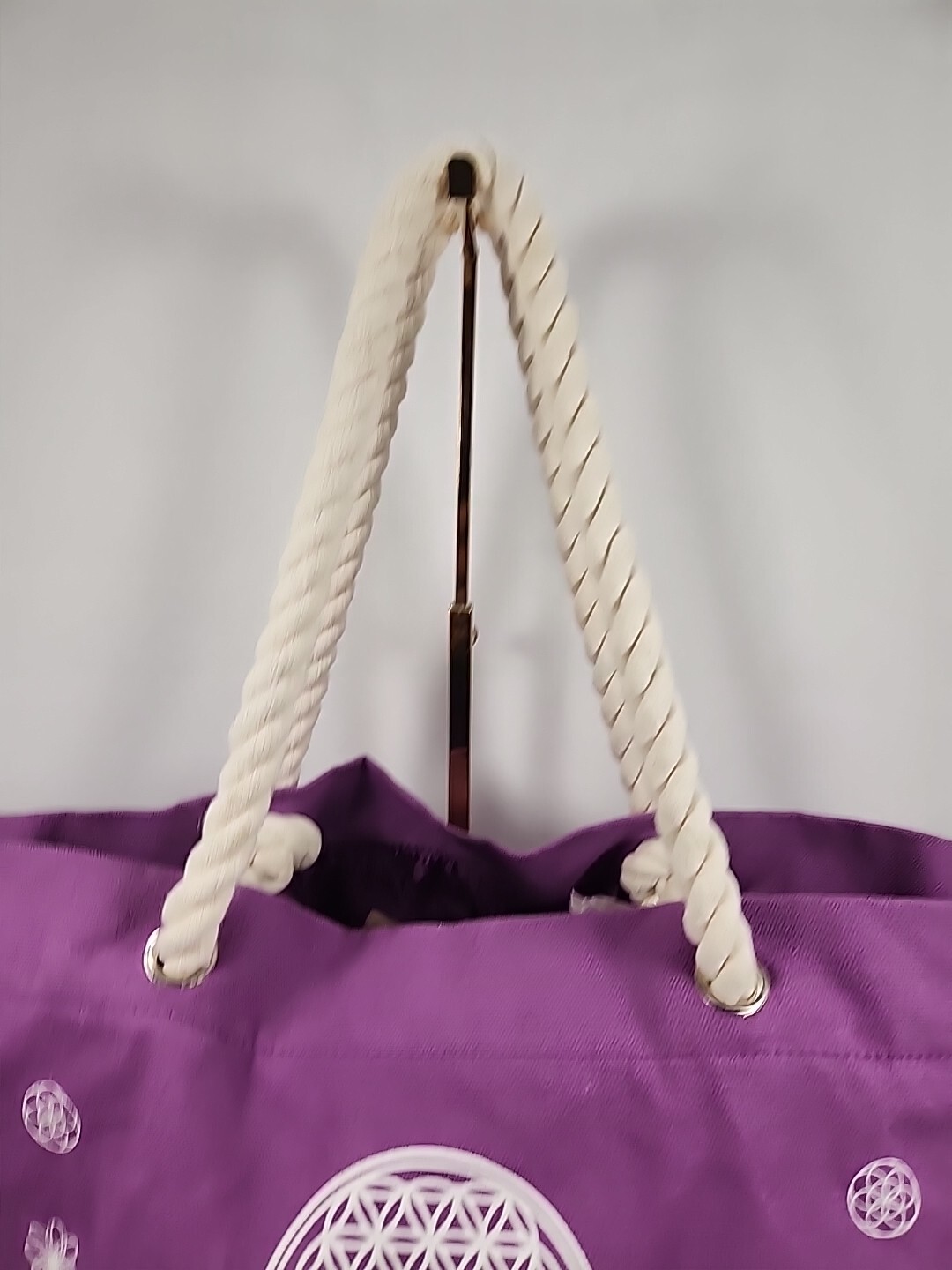 Spoken Word Yoga Purple Canvas Graphic Tote Bag Reusable Purple Lining
