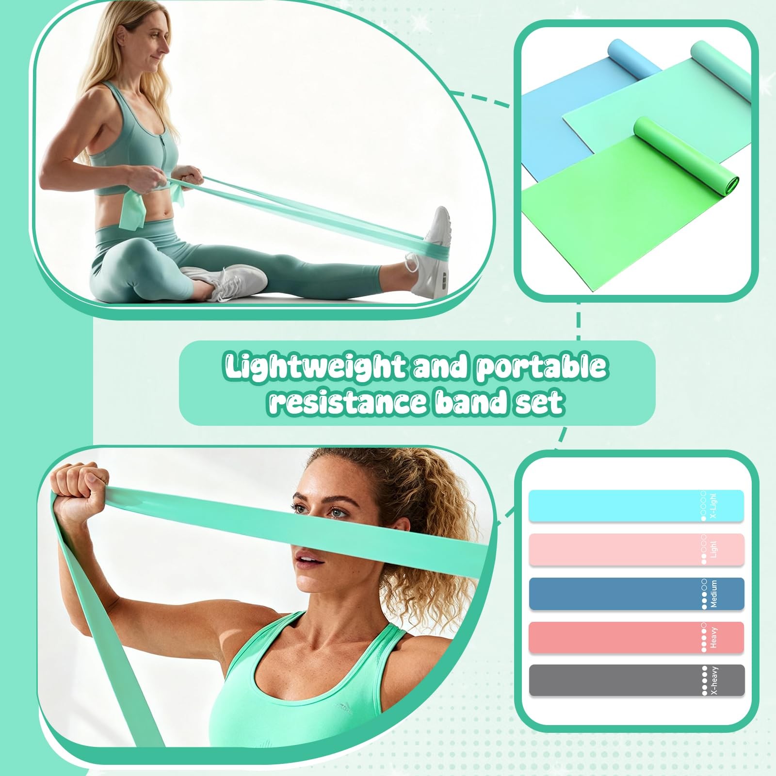 19PCS Pilates Kit, Mint Green Home Workout Kit for Women, purple