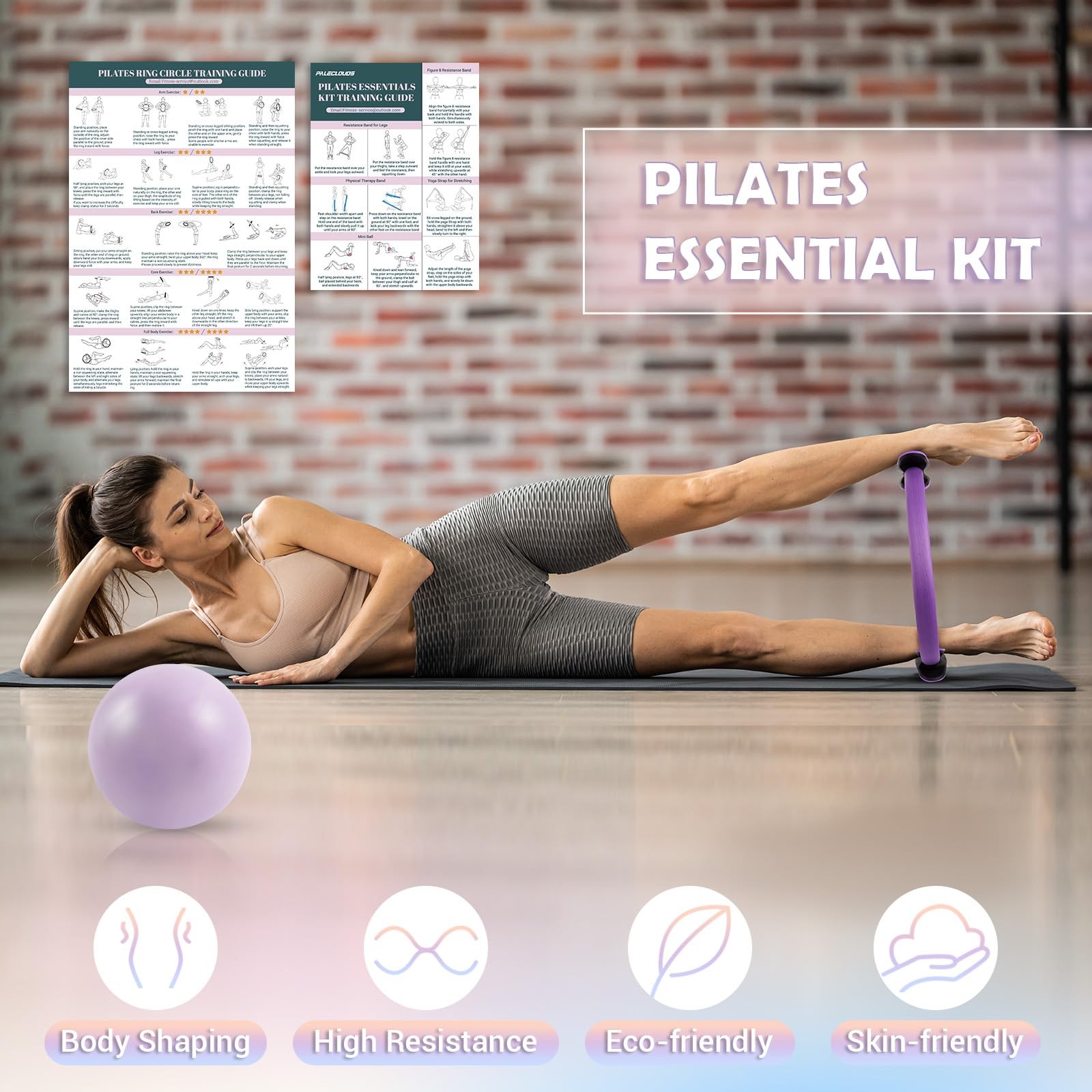 Pilates Ring Set for Women, 12&Prime; Pilates Ring and Ball Set with Resistance Ban…