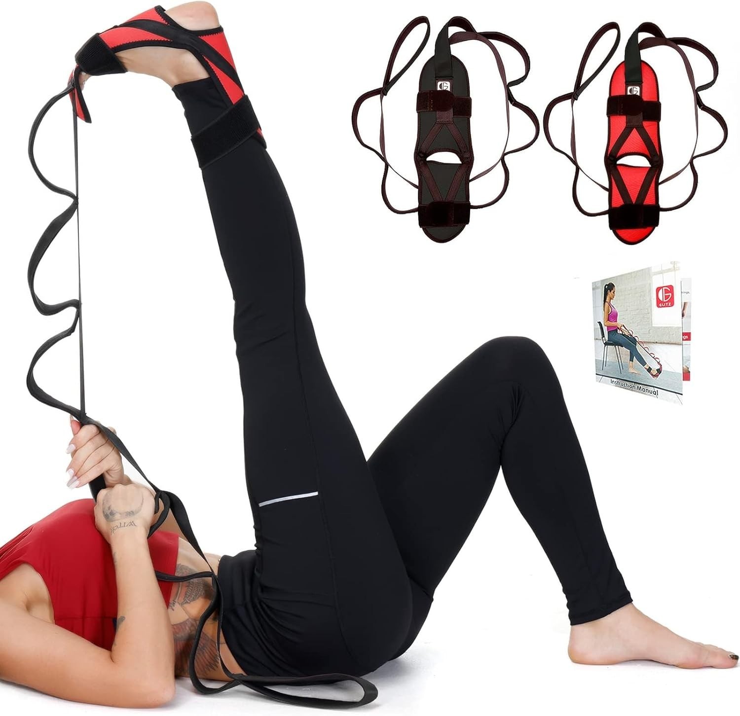 Multifunctional Stretching Strap for Legs, Foot Relief, and Flexibility – Red