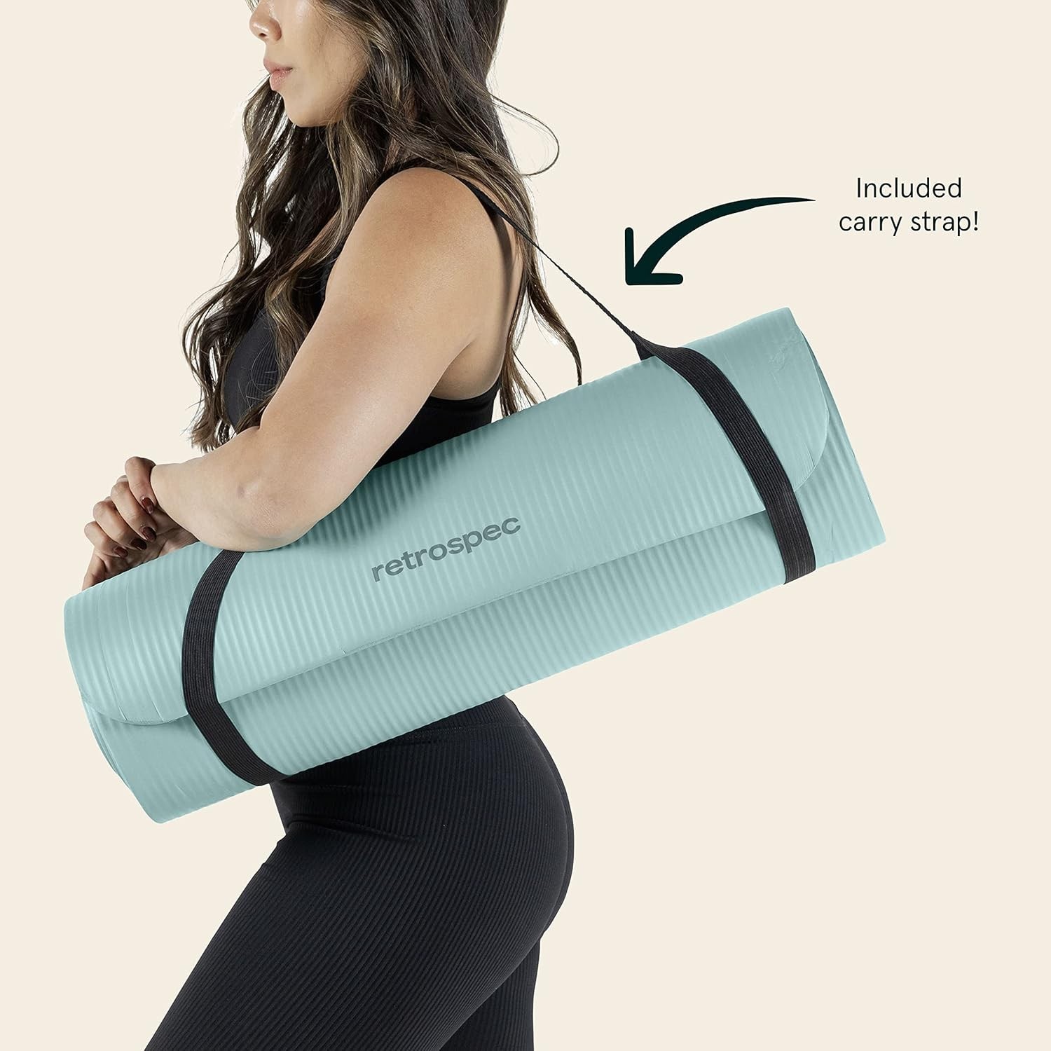 Solana Yoga Mat Thick 1/2in Non-Slip Workout Mat with Nylon Strap – 72x24in E…