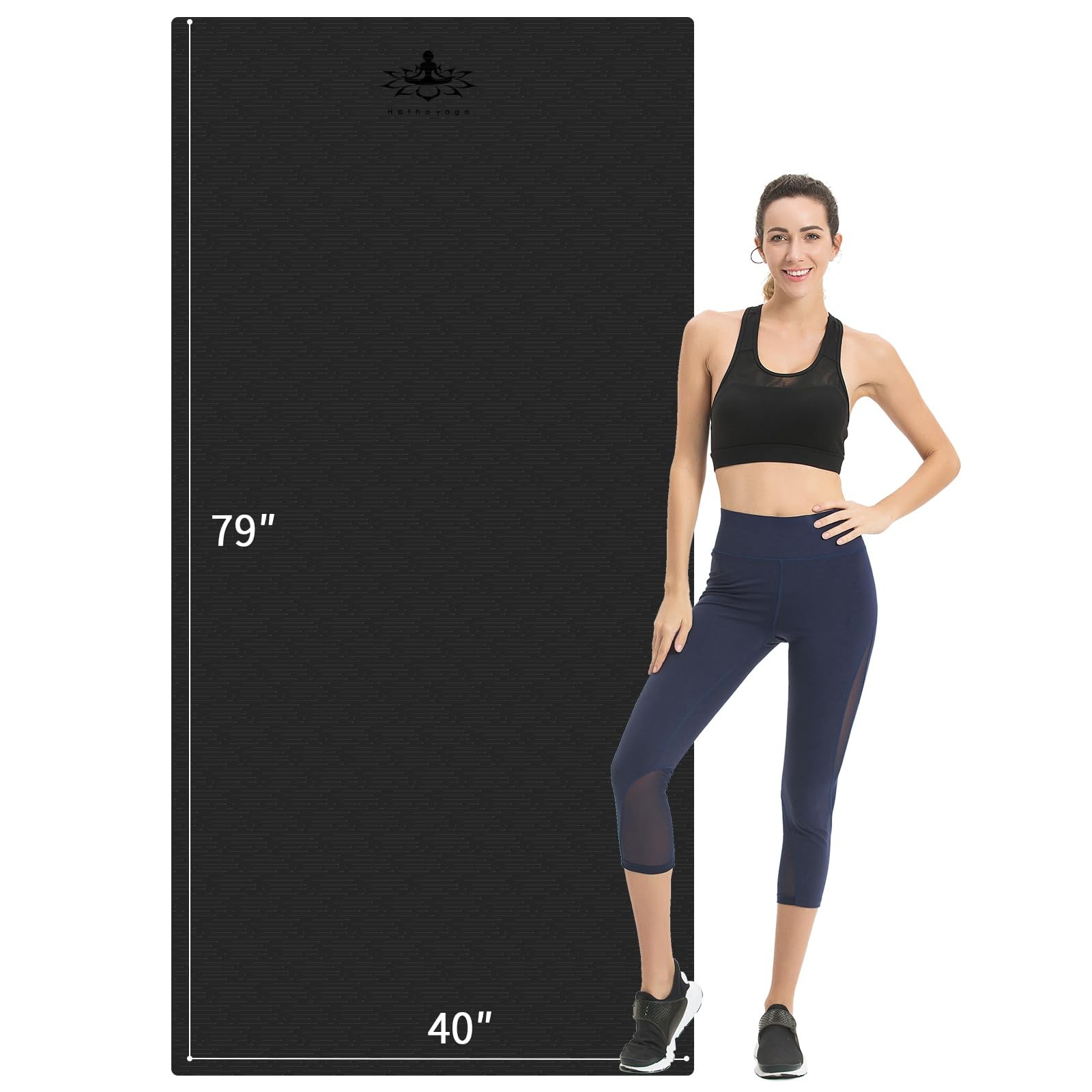 Yoga Extra Long TPE Mat 79&Prime; x 40” x 1/2&Prime; x 40&Prime; x 0.5&Prime;, Black