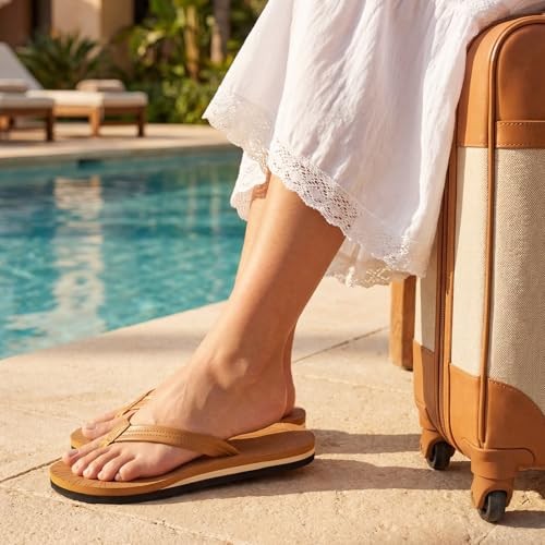 Flip Flops for Women with Arch Support, Women Flip Flops Sandals with 9 Khaki