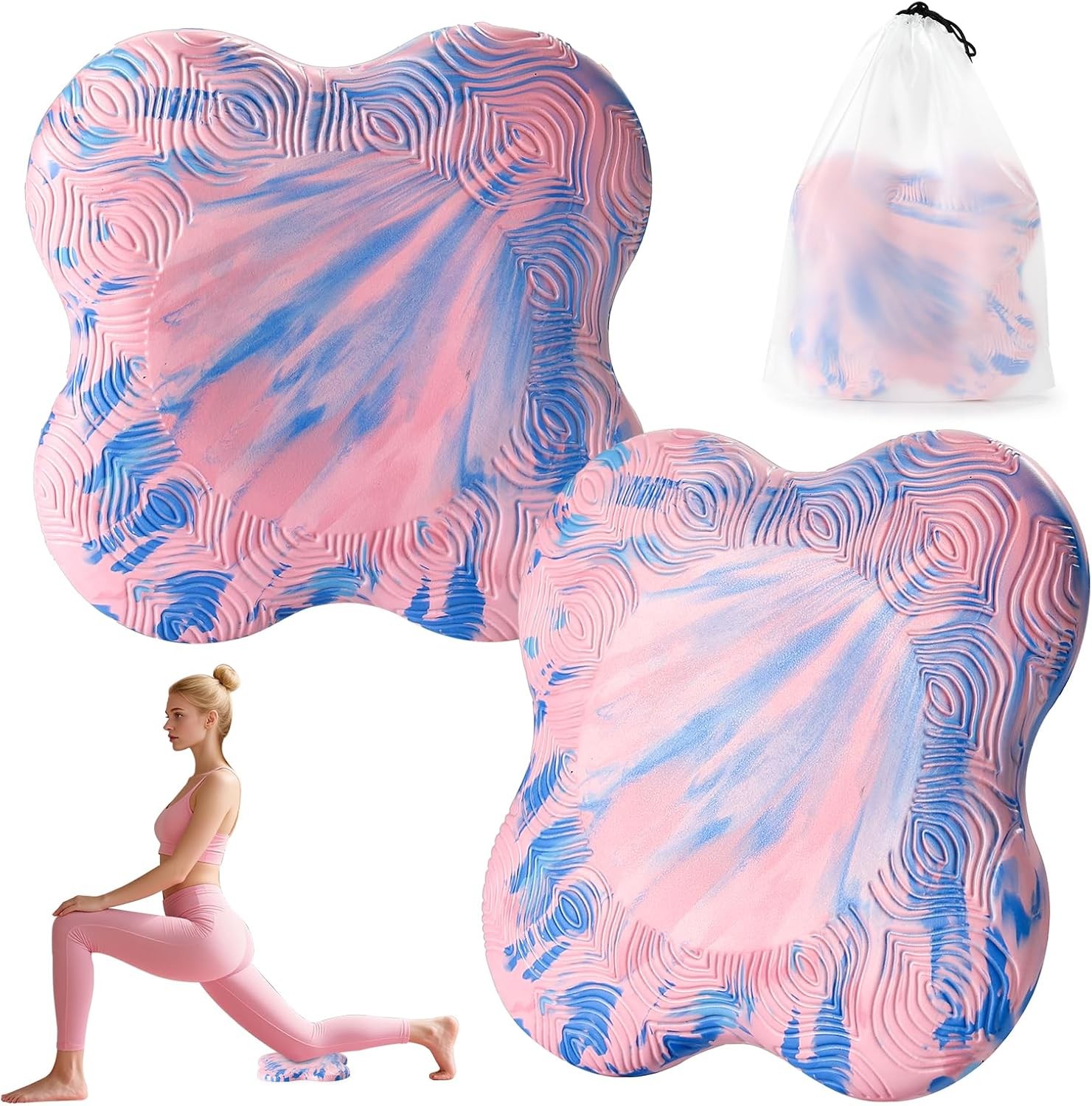 2 Pack Yoga Knee Pads Mat Set – Extra Thick Foam Kneeling Pad Cushion for Knees,
