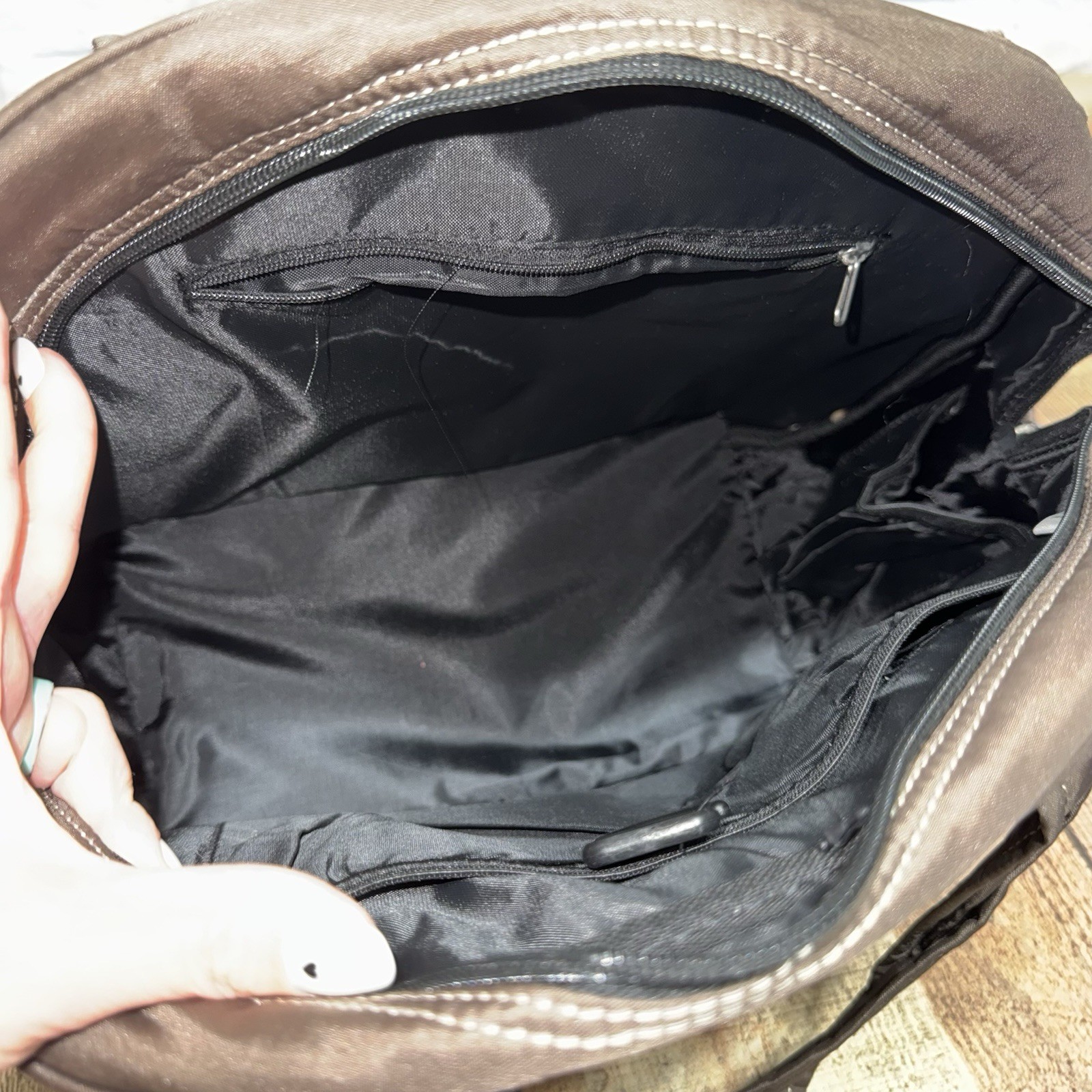 Gaiam Metro Gym Bag Brown Quilted Yoga Mat Strap Holder Multiple Compartments