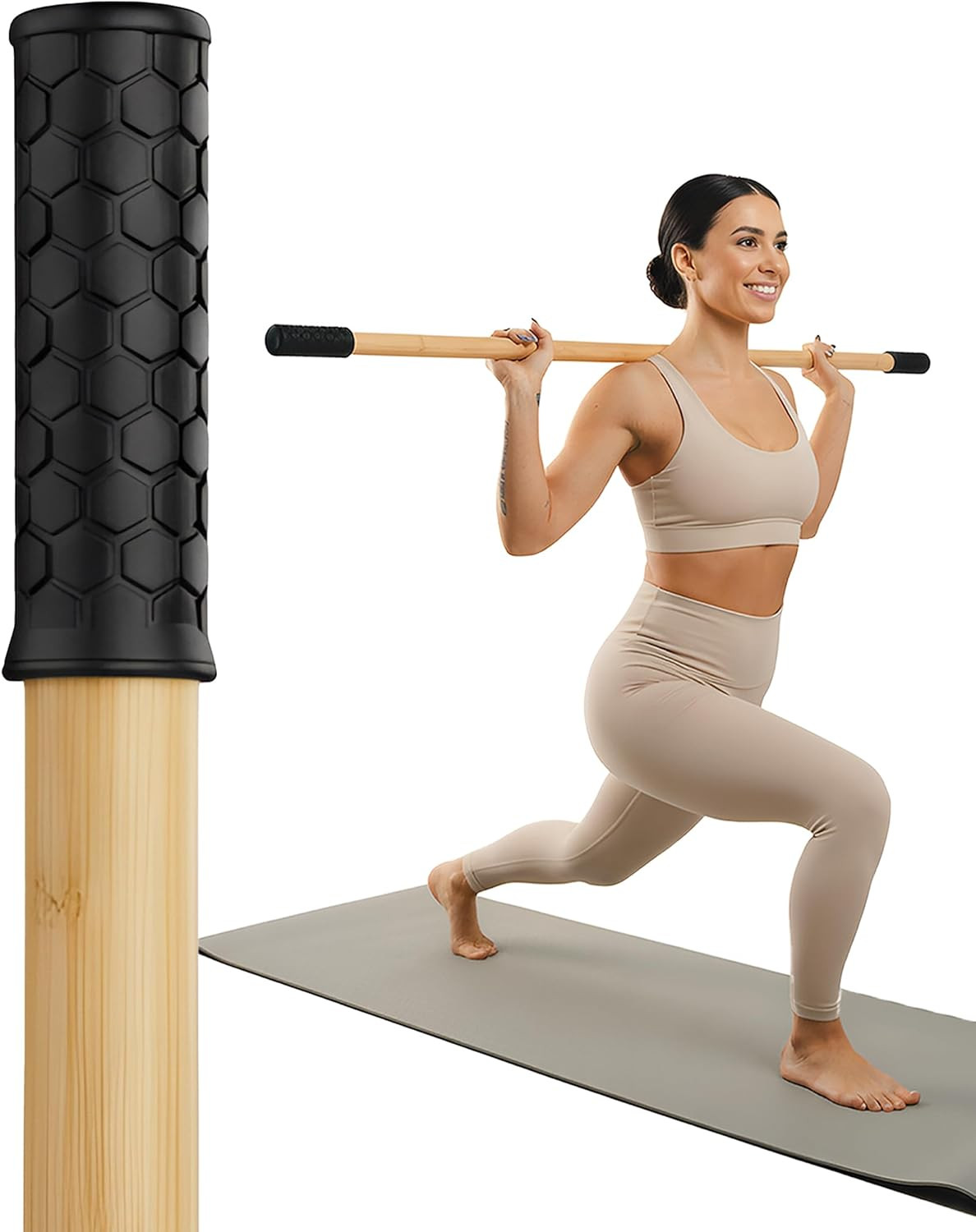 5Ft Bamboo Stretching Stick for Mobility with Video Tutorials