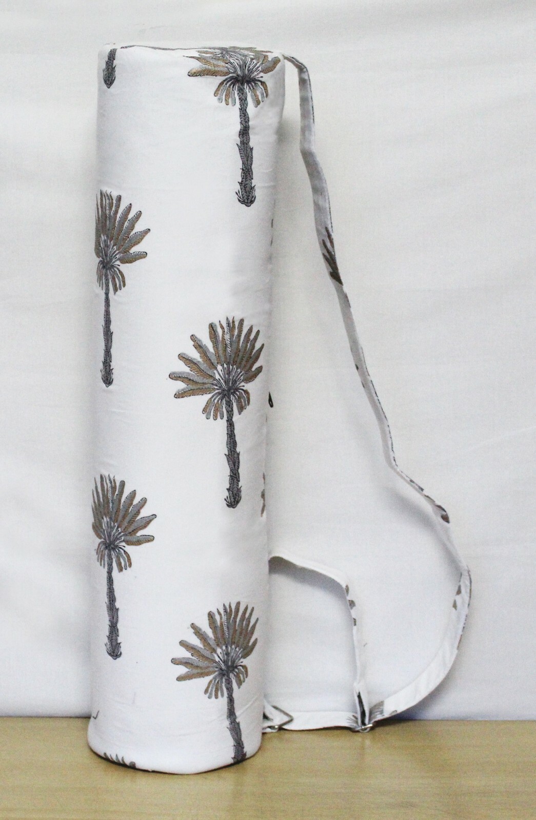 Indian The Silver Gold Palm Tree Hand Block Printed Yoga Mat Carrier Gym Bags