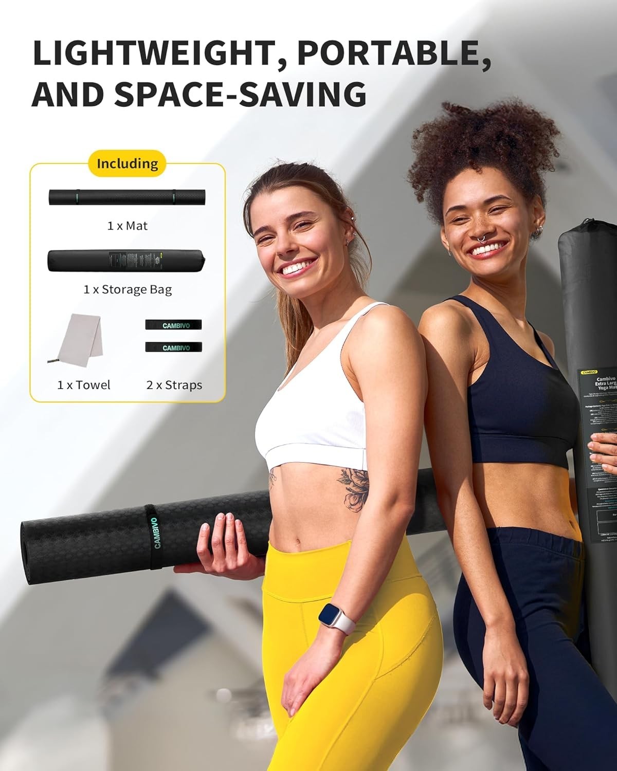 Extra Long 6&rsquo;x4&prime; Yoga Mat with Microfiber Towel – Ultimate Stability & Comfort