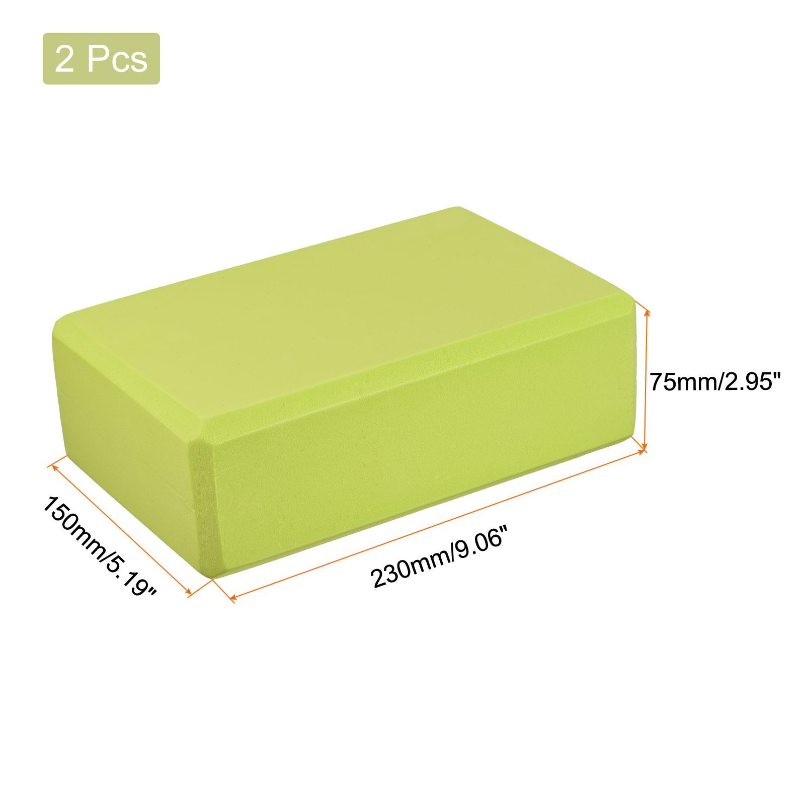 Yoga Block 9&Prime; x 6&Prime; x 3&Prime; Lightweight High Density EVA Foam Brick, Green 2pcs