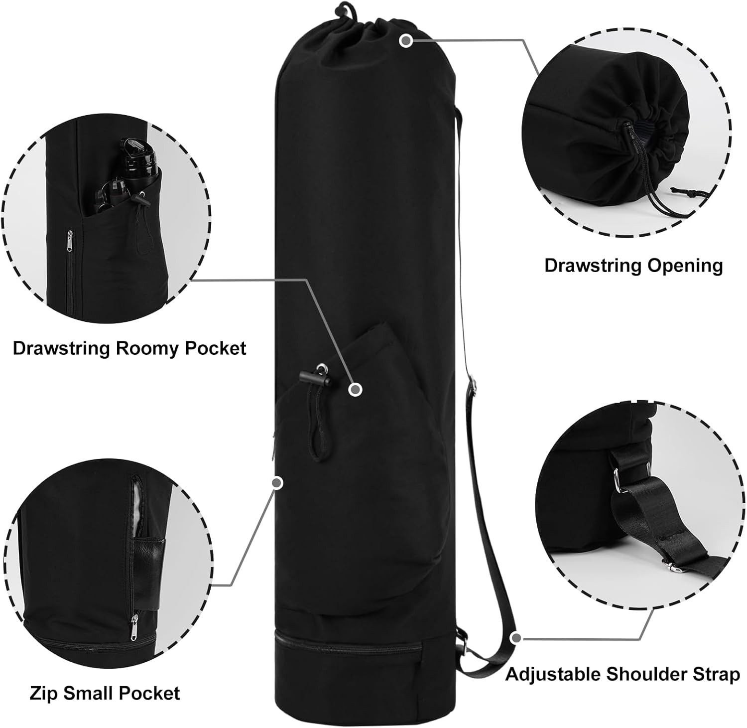 sportsnew Yoga Mat Bag with Water Bottle Pocket and Bottom Wet Pocket, Exercise