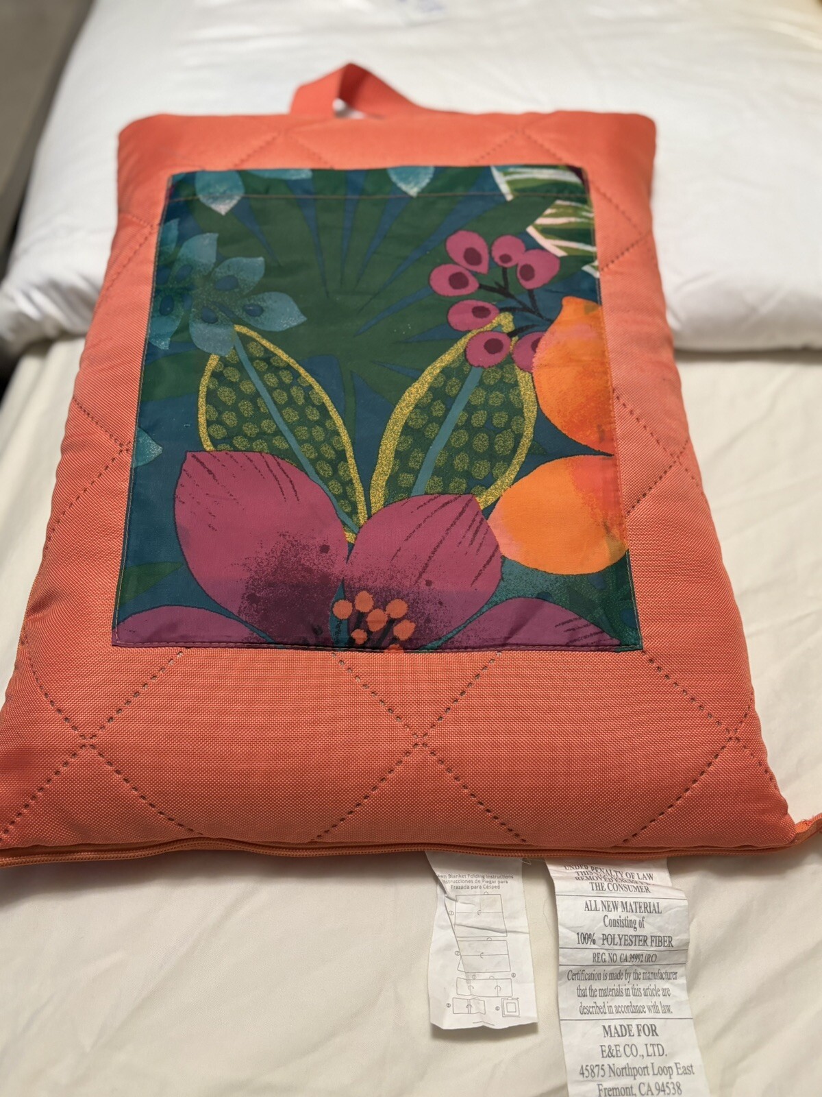 Multicolor Print Flowers Outer Pocket Sleeping Bag Zipper Lightly Padded Preown