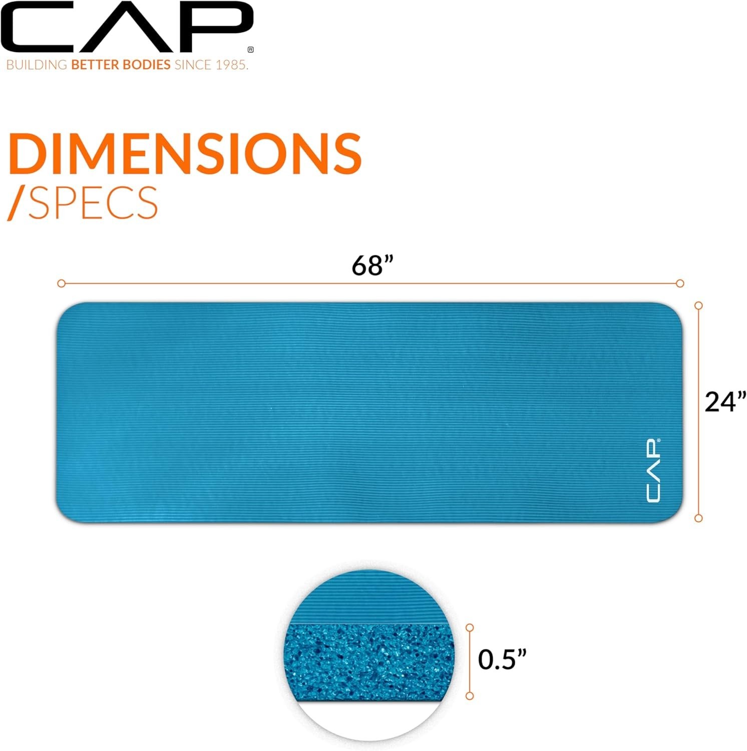1/2-Inch High Density Exercise Yoga Mat with Strap | Multiple Options
