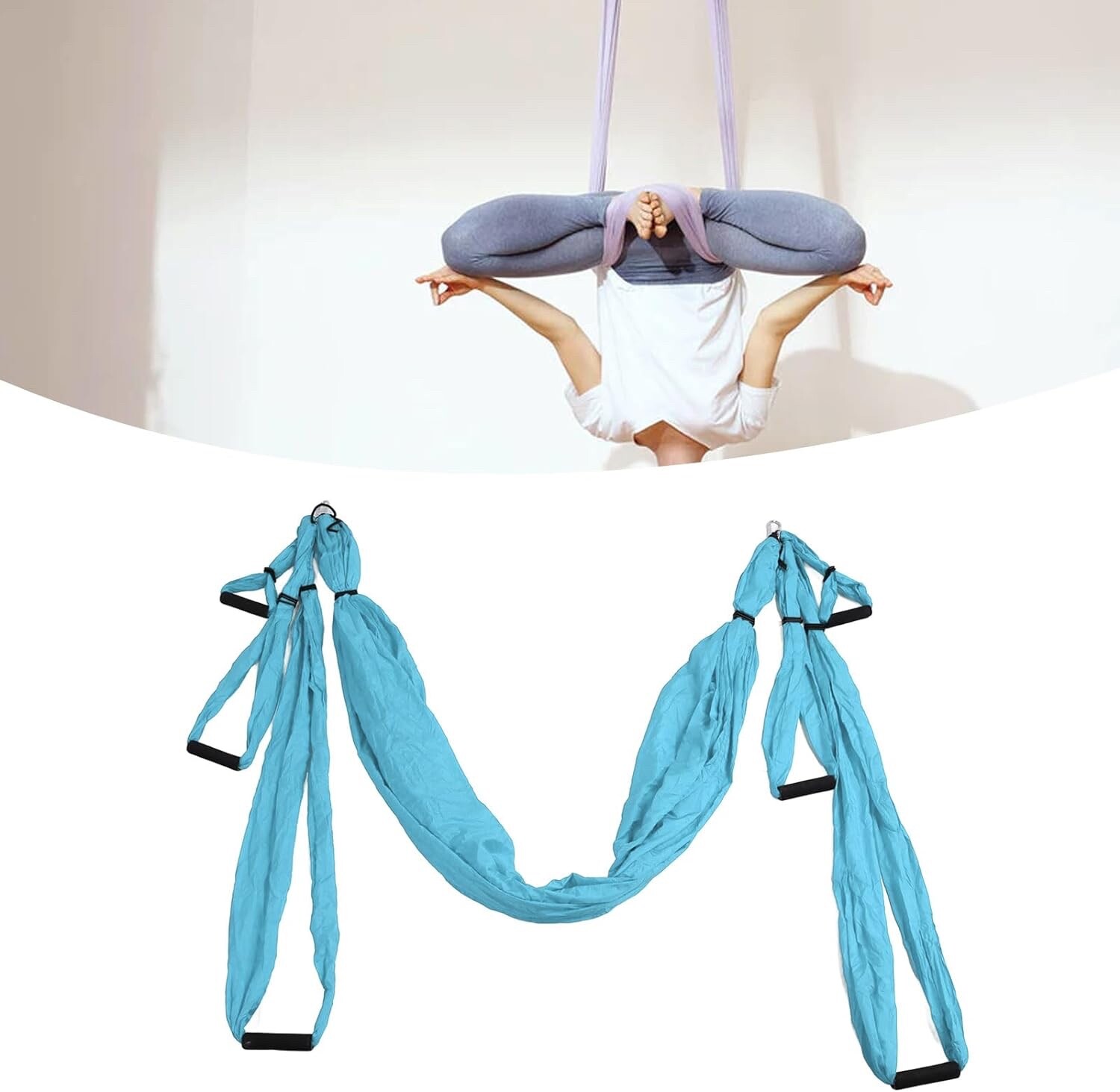 Aerial Yoga Swing Trapeze Set Yoga Sling Hammock-gravity Inversion Fitness, blue