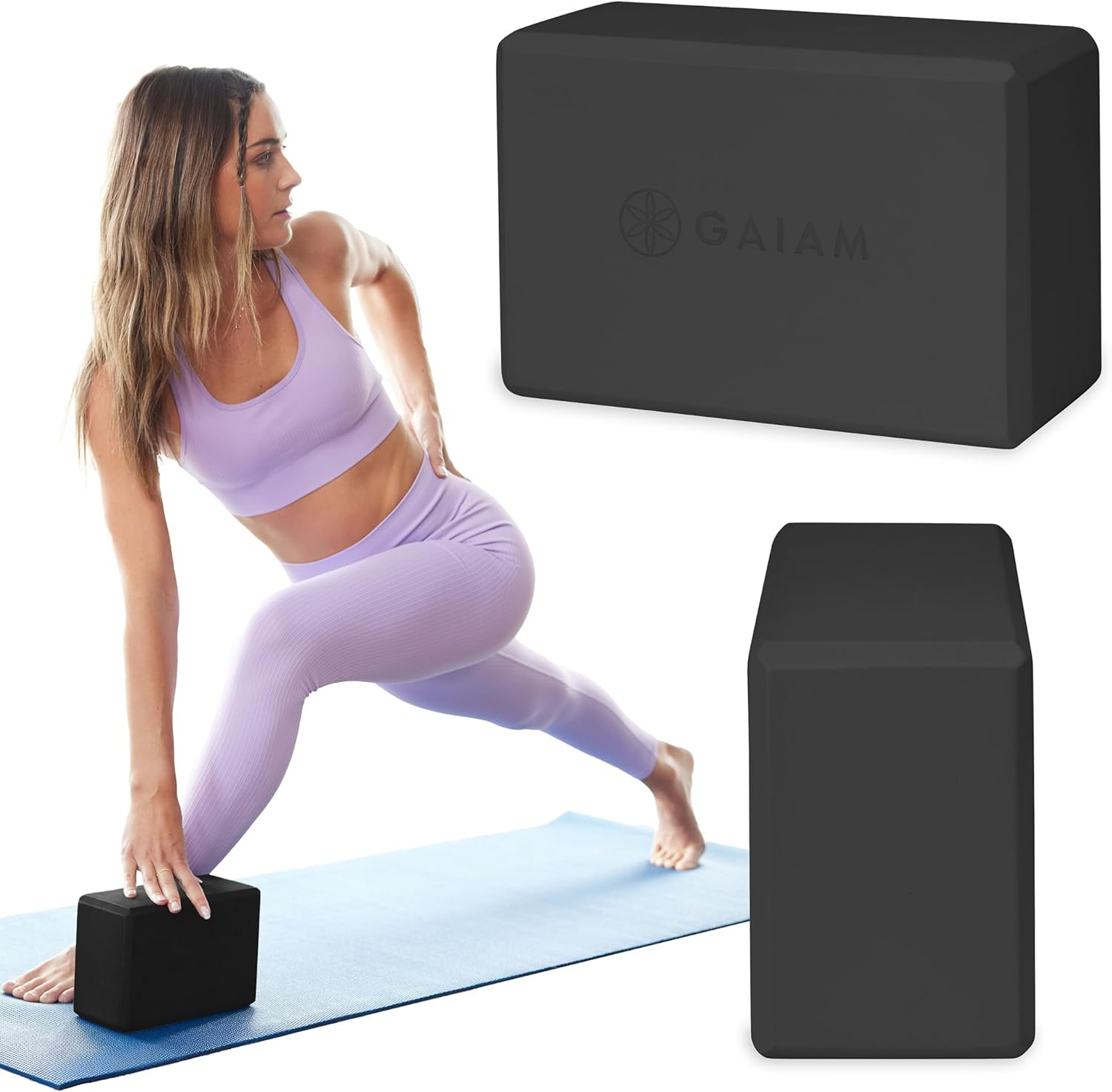 Gaiam Yoga Block – Supportive Latex-Free Eva Foam – Soft Non-Slip Surface with B