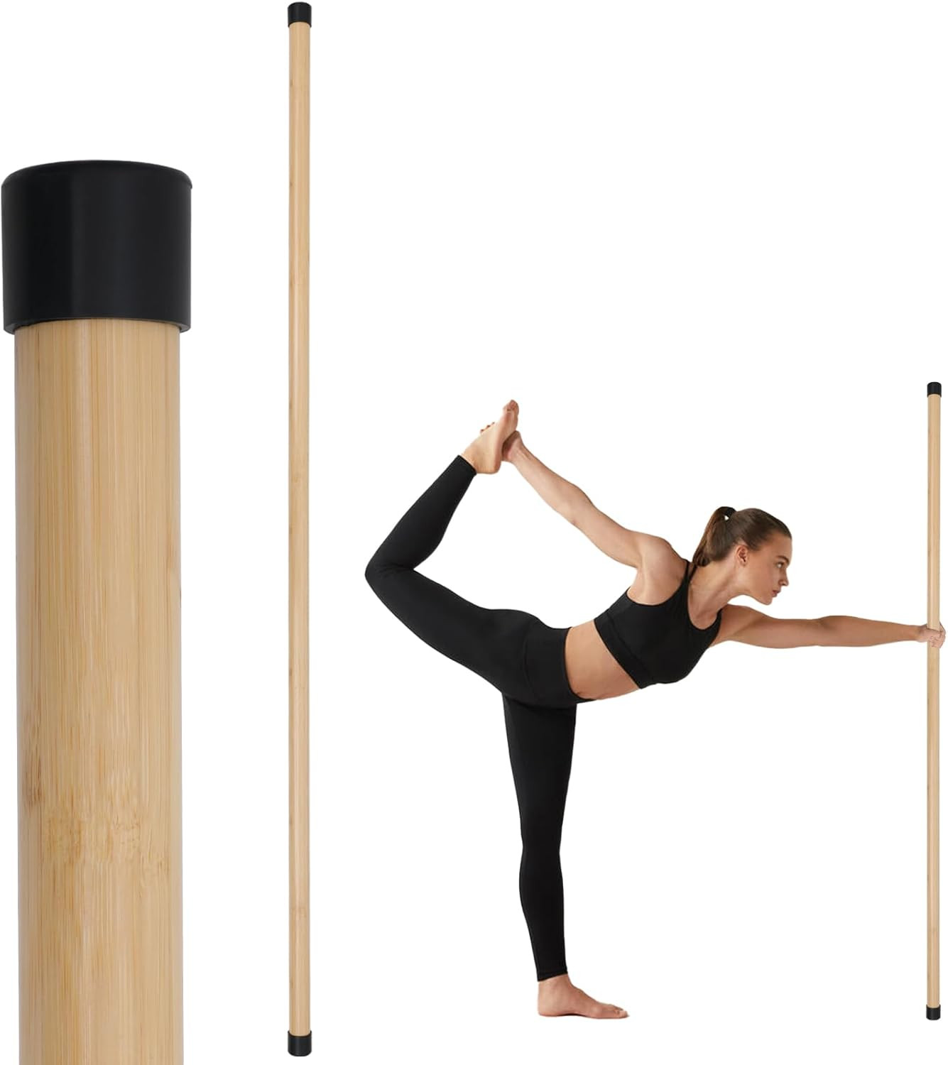 Yoga Stick, 5Ft Exercise Stick for Mobility, Stretching Stick with Non-Slip Ends
