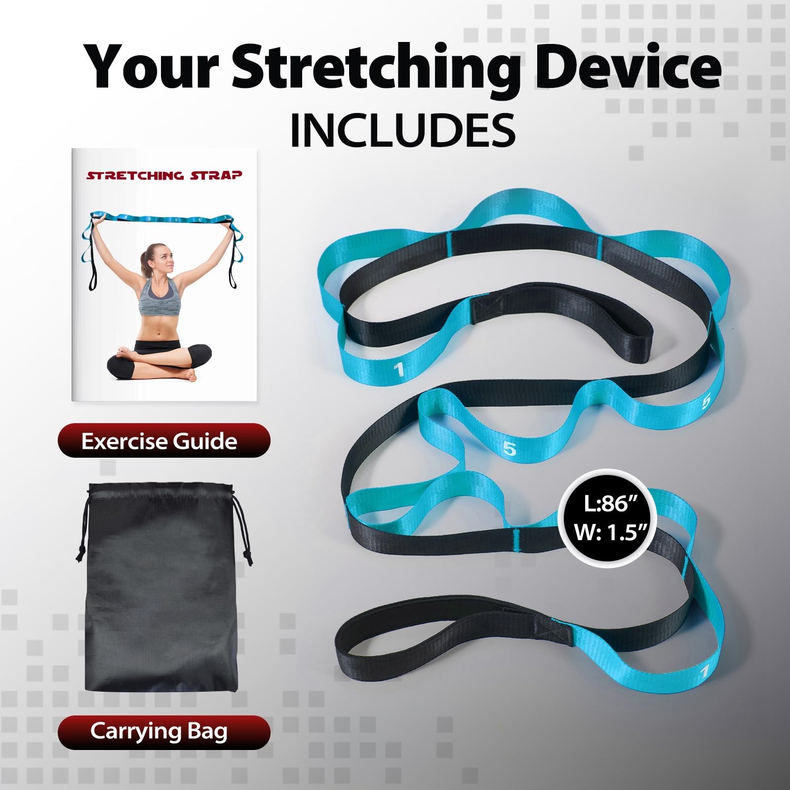 Stretching Strap with Loops for Physical Therapy,Yoga Strap for Stretching,Ho…