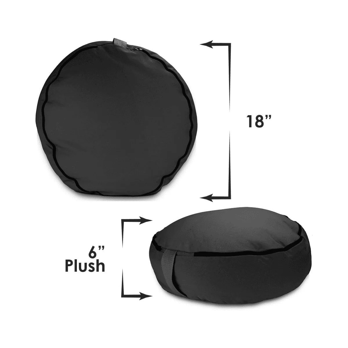 Crown Sporting Goods Black Zafu Meditation Cushion 18&Prime; for Comfortable Seating