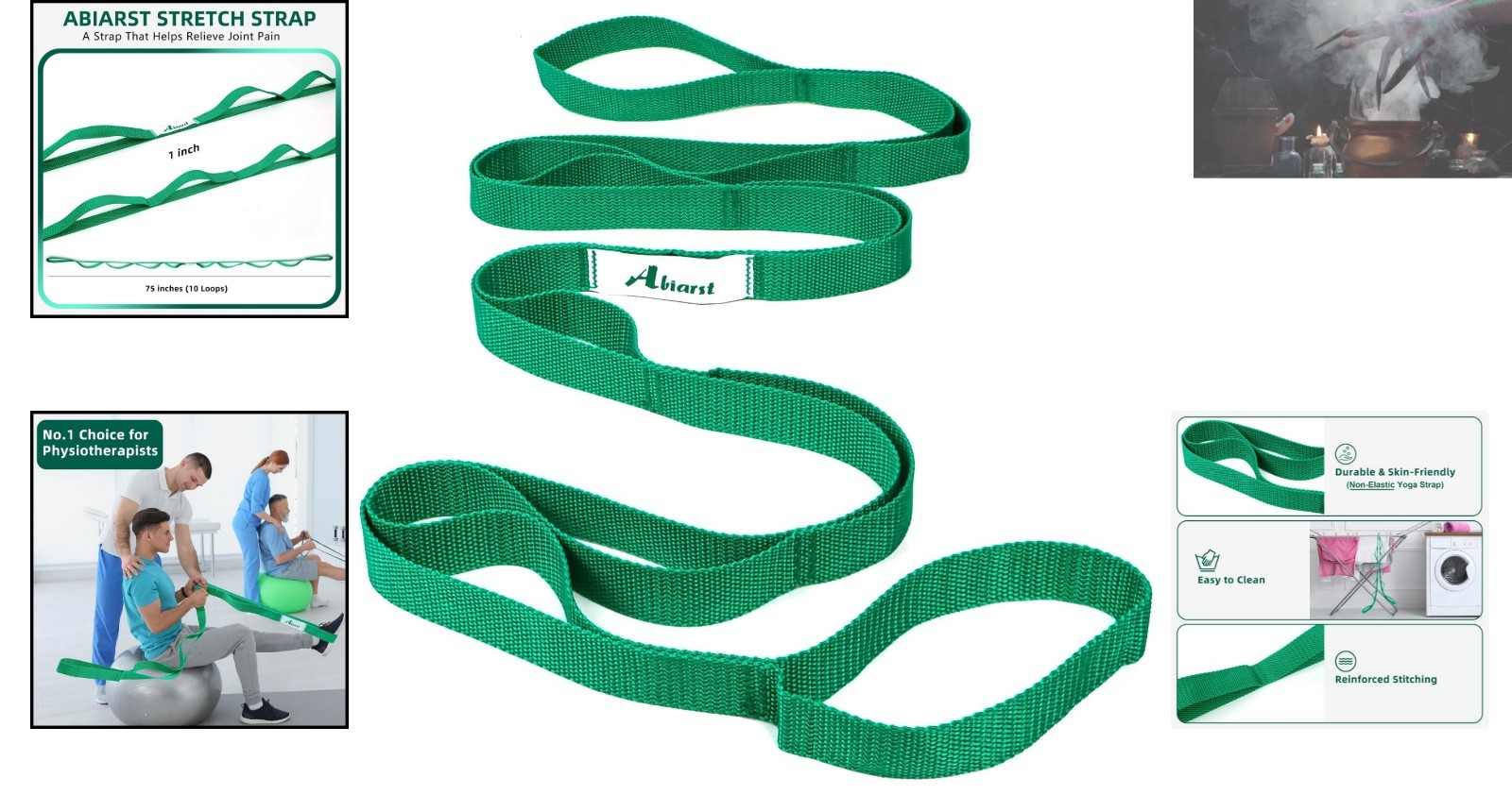 10-Loop Durable Yoga Strap – Non-Elastic Stretch Band for Flexibility & Recovery