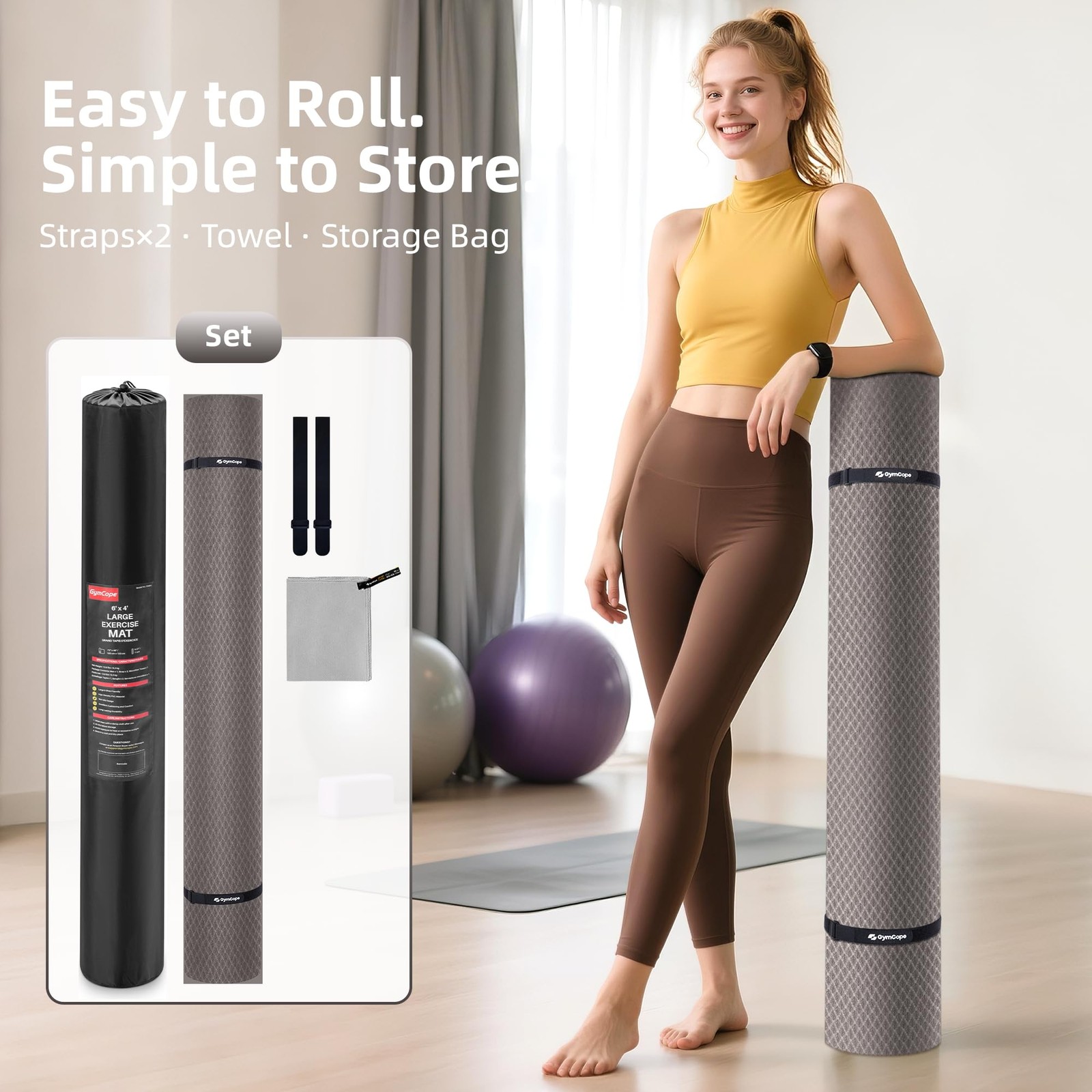 Extra Large Yoga Mat – 72&Prime;x48&Prime; or 78&Prime;x57&Prime;, Non-Slip TPE Exercise Mat for Wome…