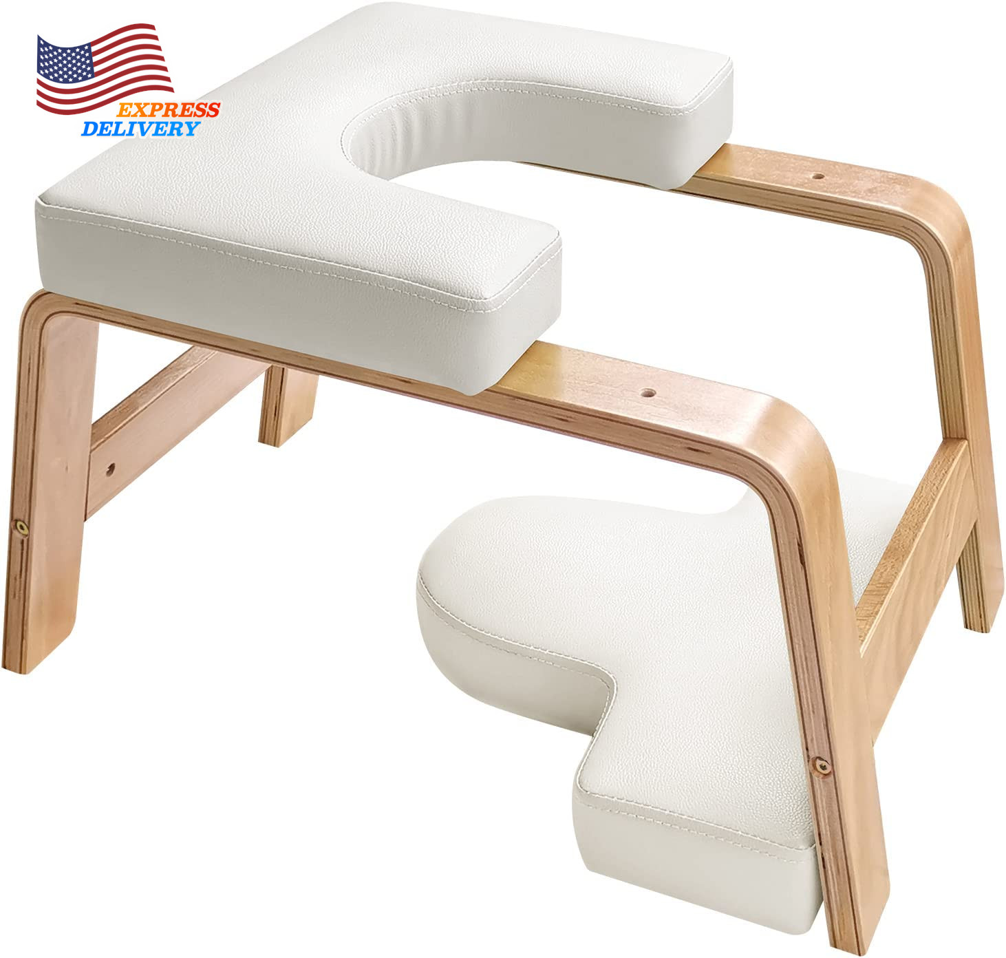 Yoga Headstand Bench Stand Yoga Chair for Family Gym Wood and PU Pads