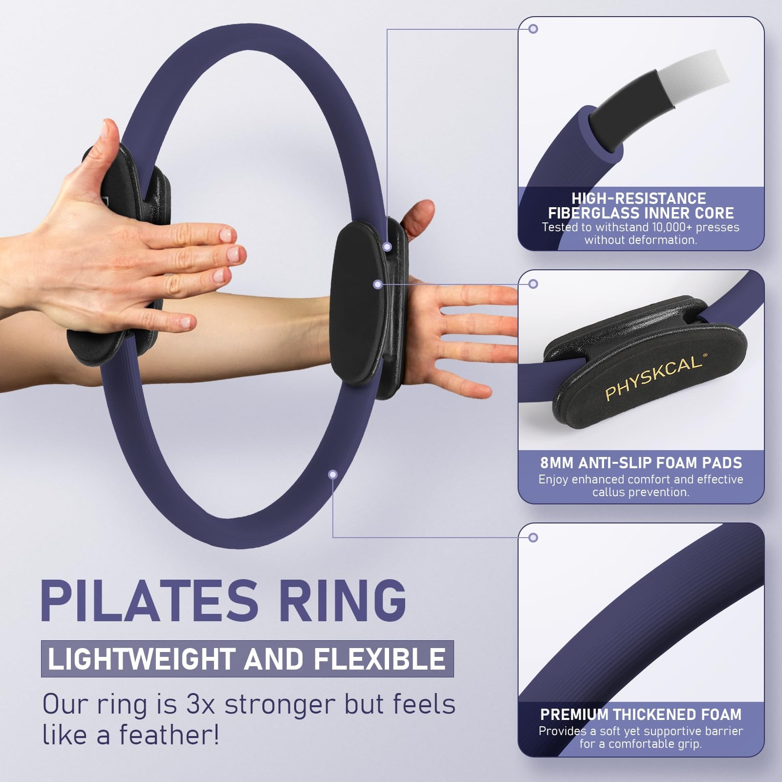 Pilates Ring Set, 15-Inch Magic Circle with 1x Core Ball, 3X Resistant Loop a…