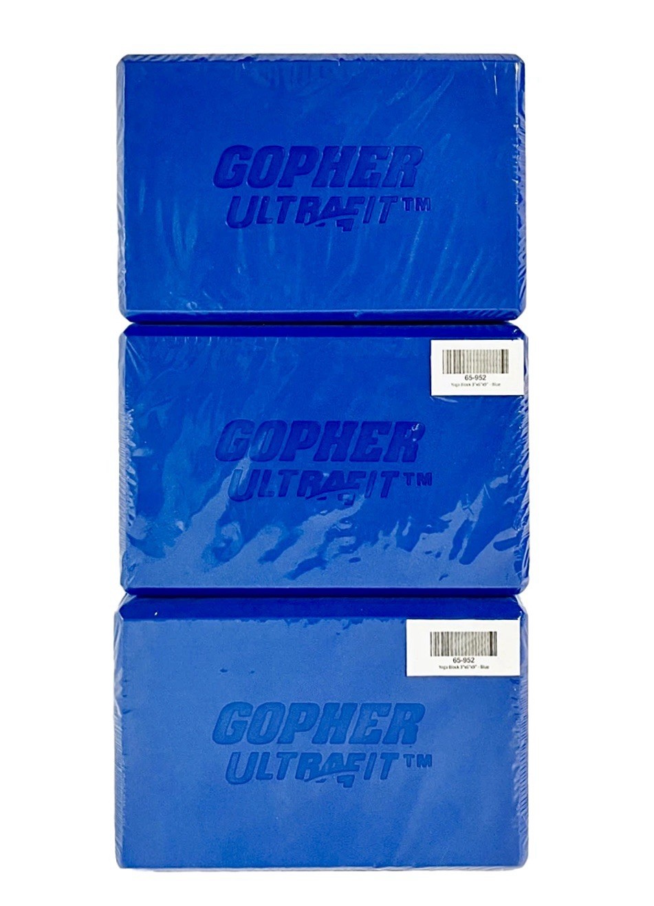 Yoga Block Set 3pc Gopher UltraFit 9x6x3 Blue EVA Foam Pilates Workout Blocks