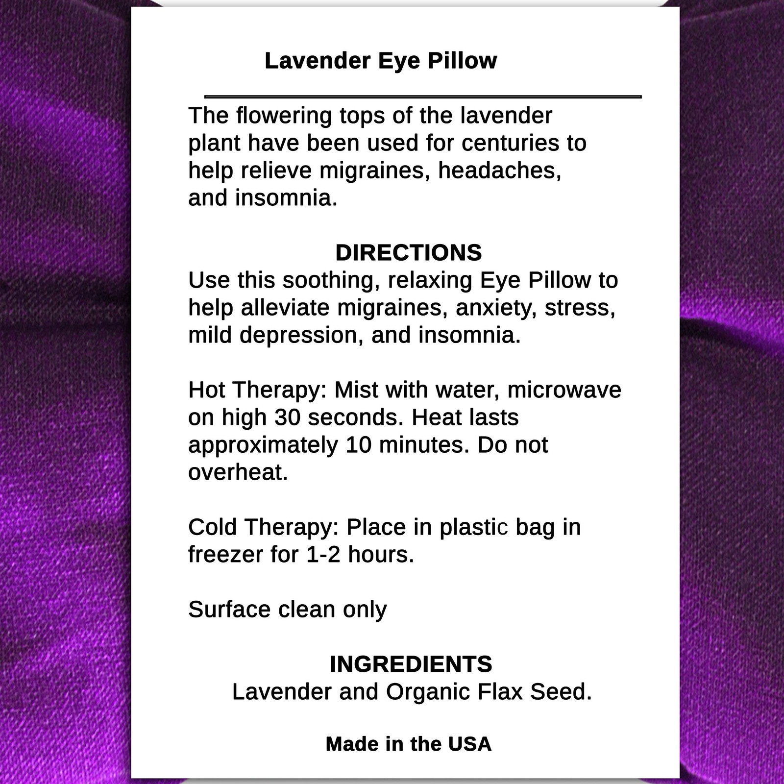 Silk Eye Pillow- Lavender Eye Pillow – Eye Pillows Aromatherapy – Perfect for…