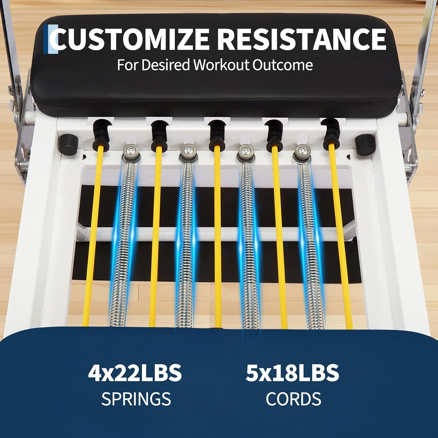 Foldable Pilates Reformer with Jump Board & Adjustable Resistance for Home Gym