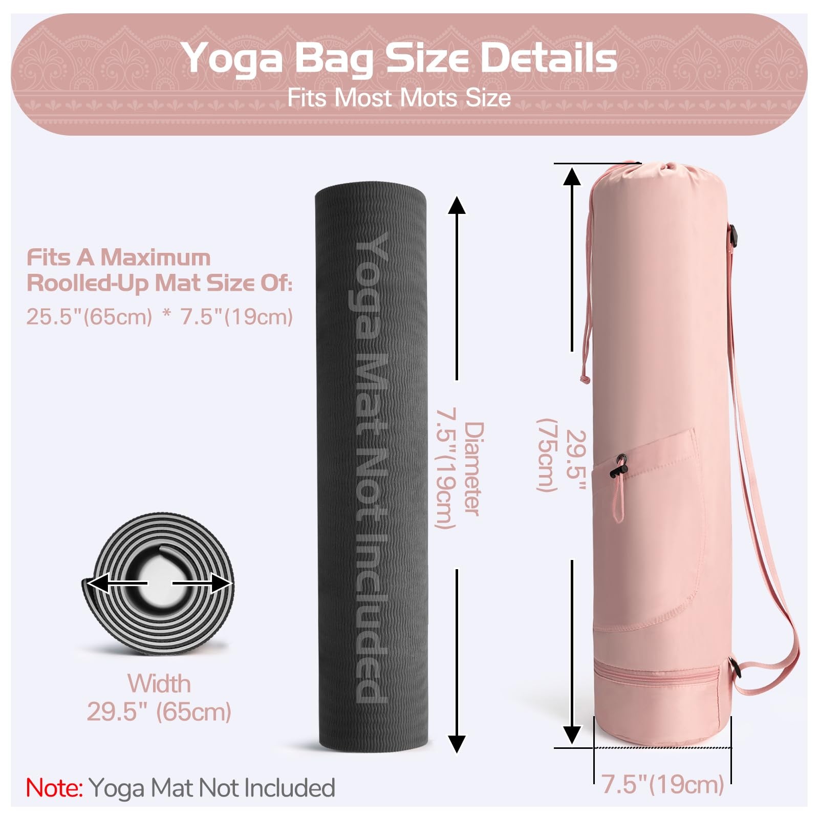Yoga Mat Bag, Yoga Bag with Adjustable Strap and Pockets for & Men, Lightweig…