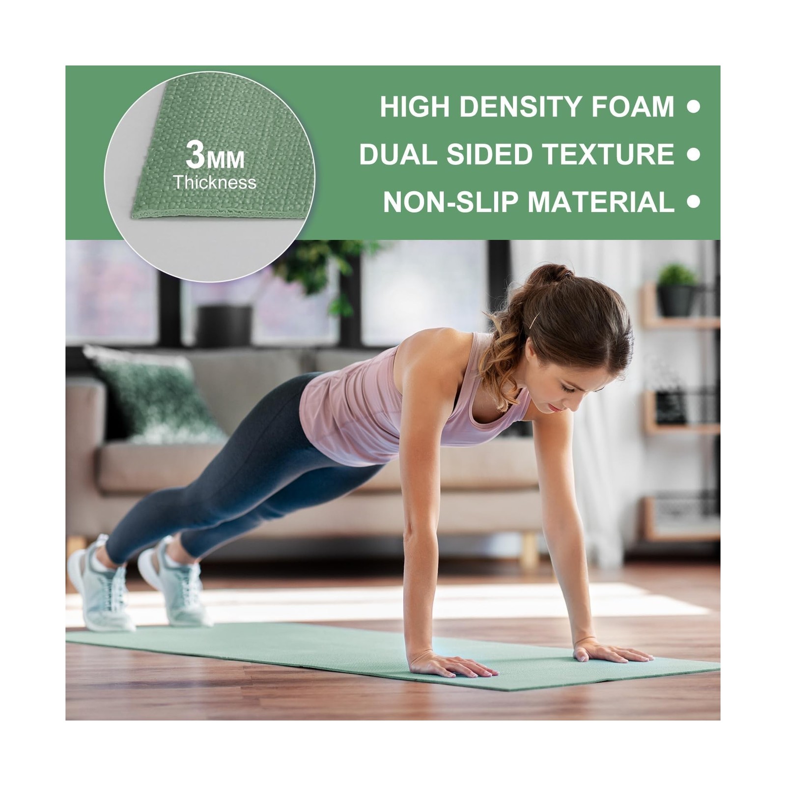 3 mm Thick Yoga Mat Bulk, Non Slip Exercise Workout Fitness Pad for Women Men…