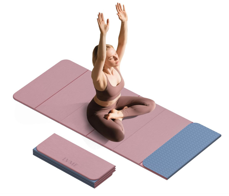 Foldable Yoga Mat, Environmental Sports Mat, Odorless TPE Material 71 x 24 inche