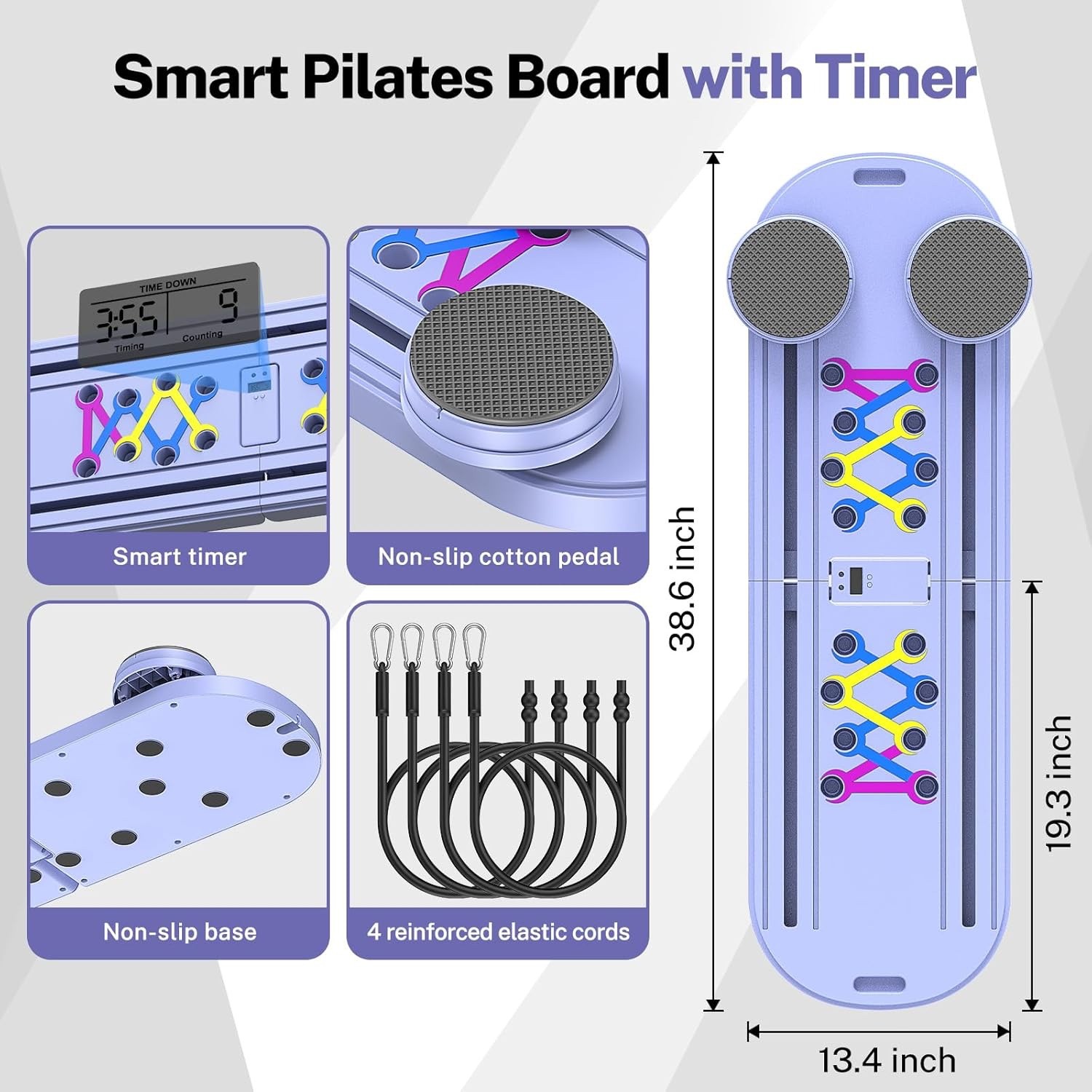 Pilates Board,Foldable ReformerPilates Equipment with Timer, Multi-PurposePURPLE