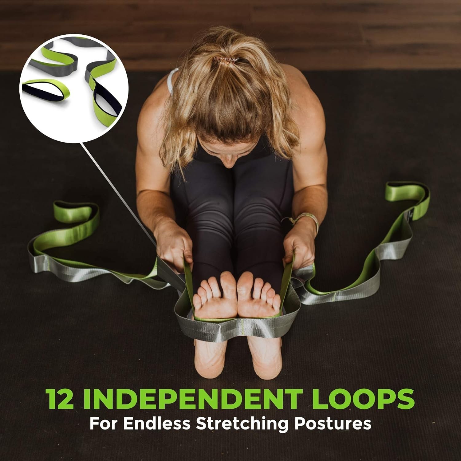 Comfortable, Lightweight Stretching Strap – 1.5 » Wide, 8&prime; Long for Flexibility