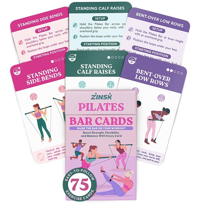 75 Pilates Bar Exercise Cards – Full-Body Pilates Bar Home Workouts