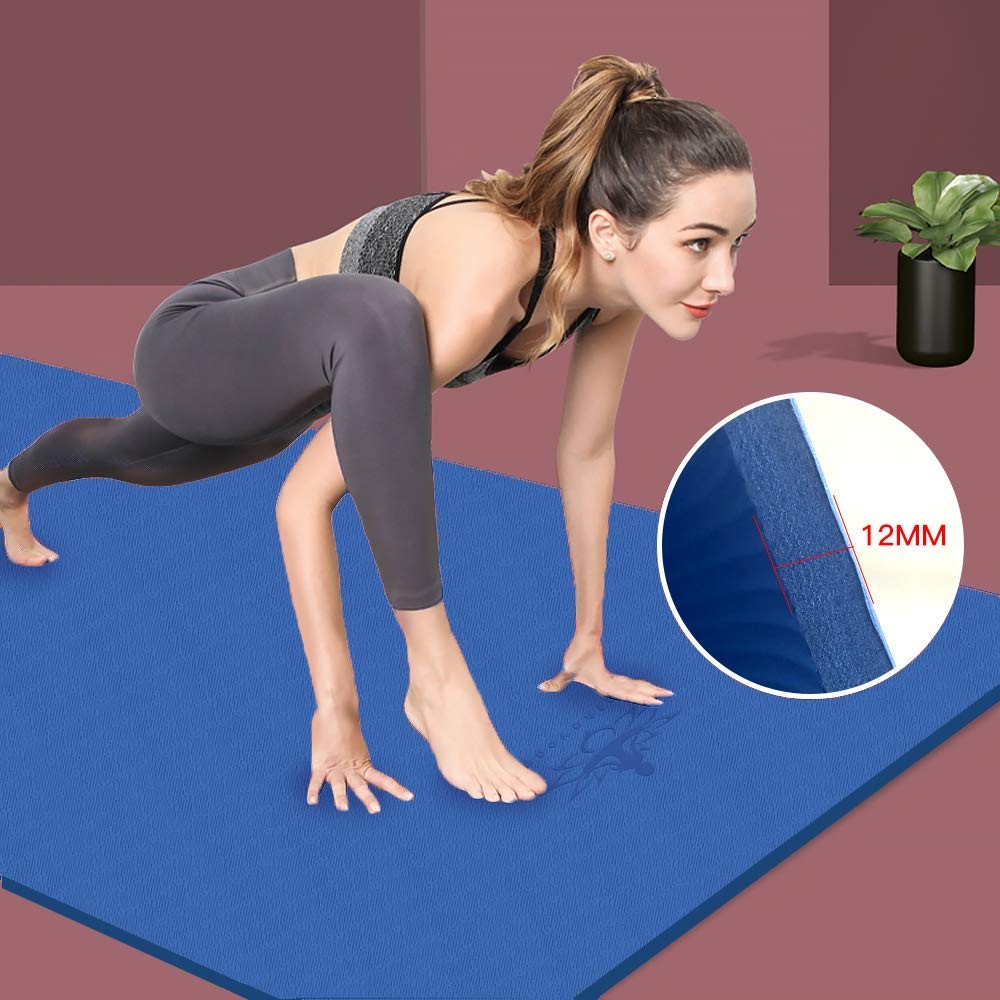 Hatha Yoga Extra Thick TPE Mat – 72&Prime;x 32&Prime; 32Wx72Lx12mm, Blue