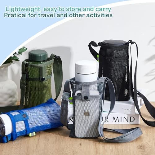 Water Bottle Sling Holder with Adjustable Strap Mesh Tumbler Carrier 4 Classic