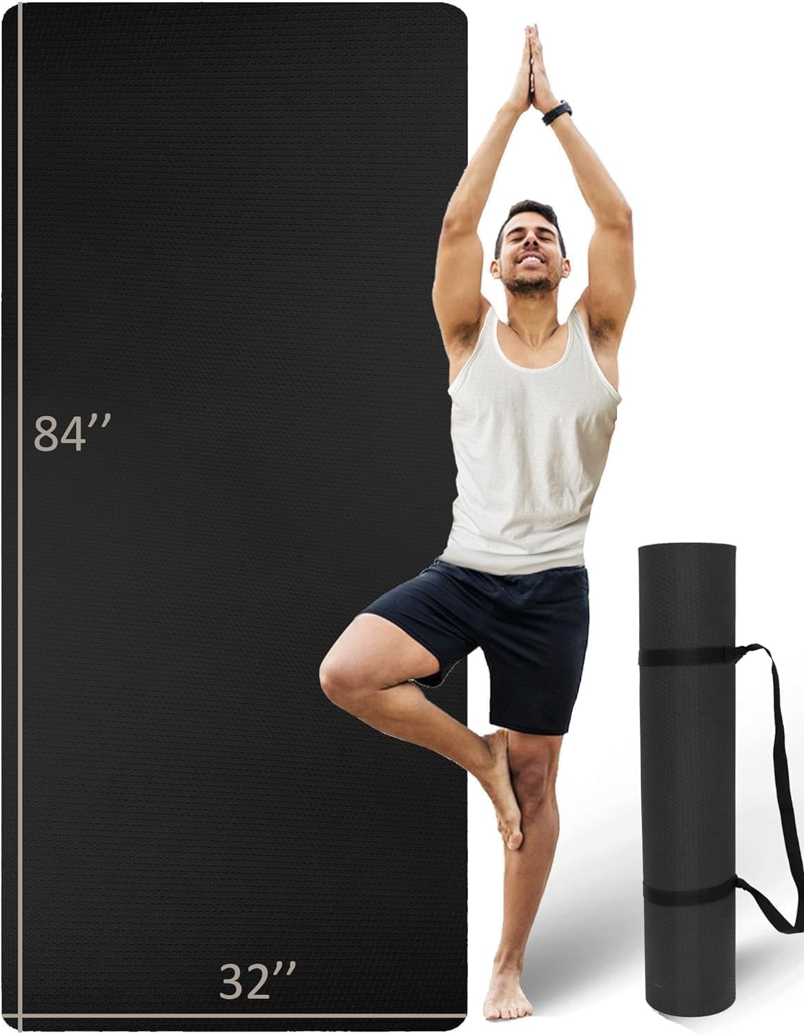 Extra Long & Wide Thick Yoga Mat Tall Men & Women 84 » x 32 » x 7mm Oversized