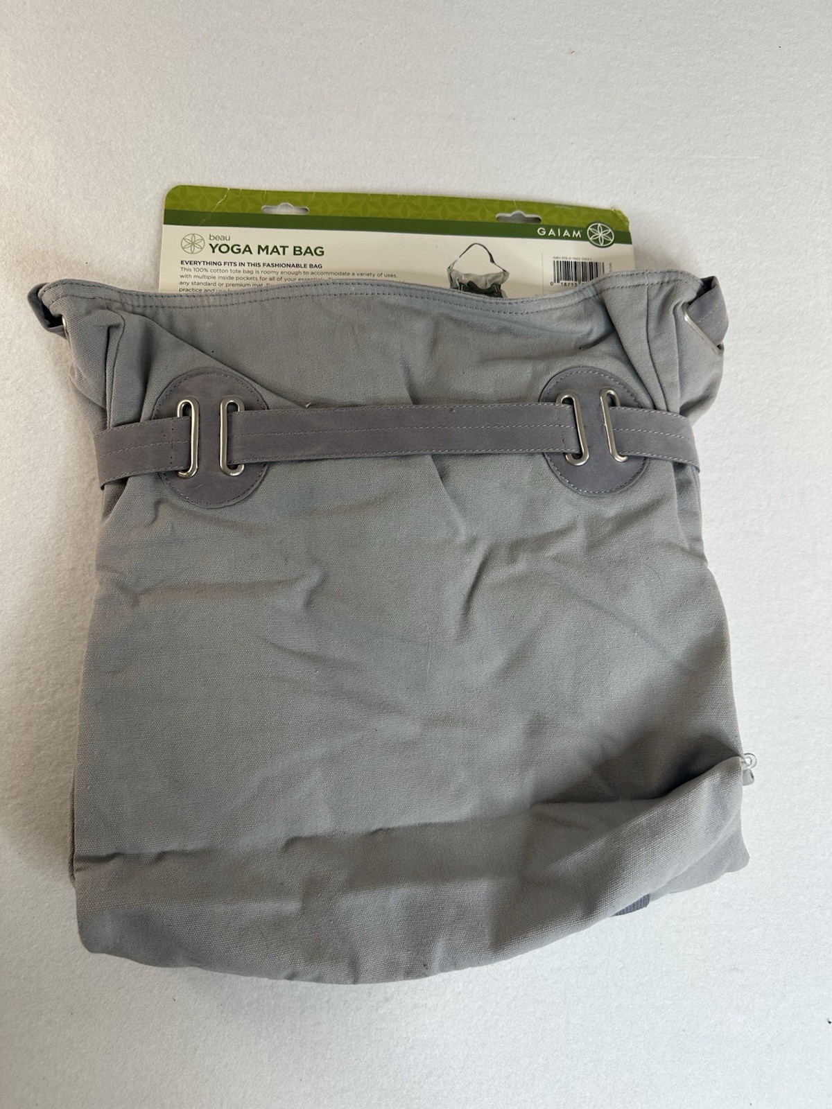 Gaiam Beau Yoga Mat Bag Gray Cotton Adjustable Carrying Strap Multi-purpose