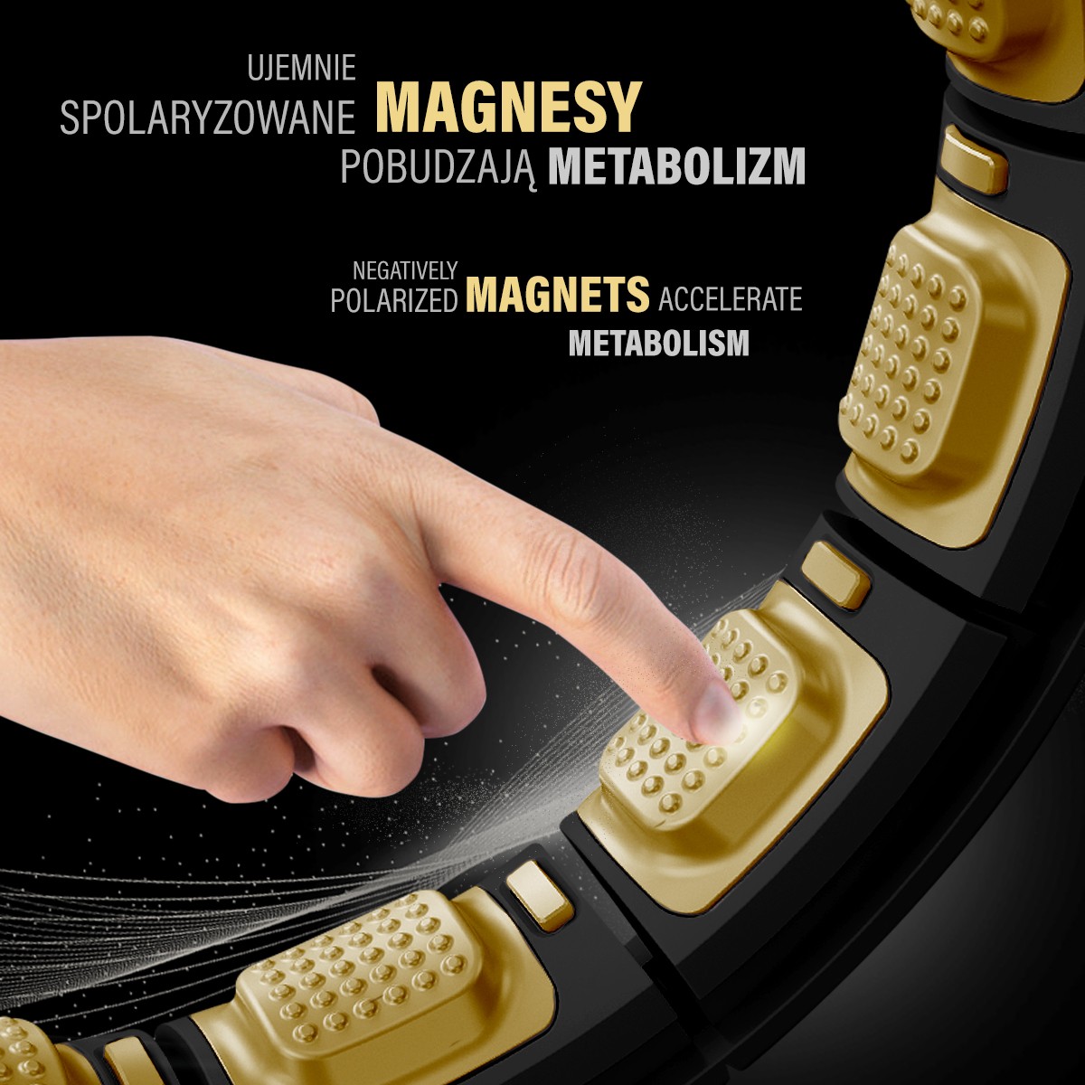 5908261681622 HHM13 NEW HULA HOP BLACK/GOLD Z MAGNESAMI I OBCIĄŻNIKIEM + LICZNIK