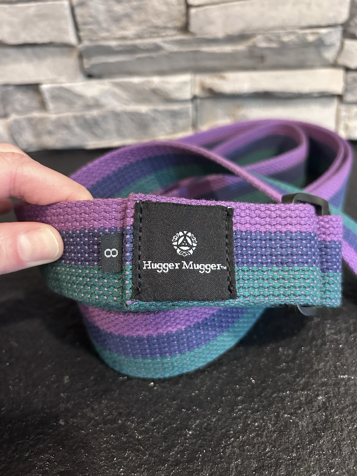 Hugger Mugger 8 Cinch Cotton Yoga Strap Super Strong Cotton Quiet Striped EUC