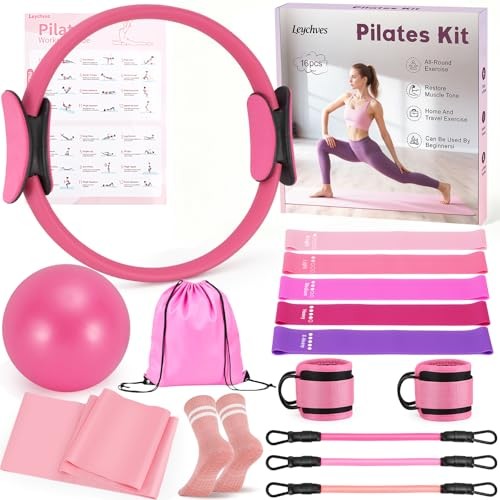 Home Pilates Essentials Kit for Women, Magic Circle Pilates Equipment Ring and