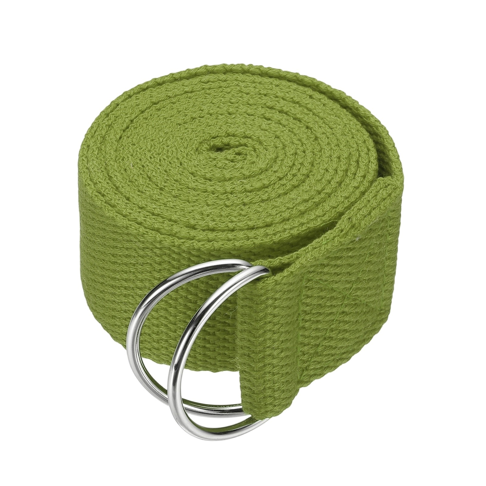 Yoga Strap with Adjustable Metal D Ring Buckle, 5.9ft & Dark Green