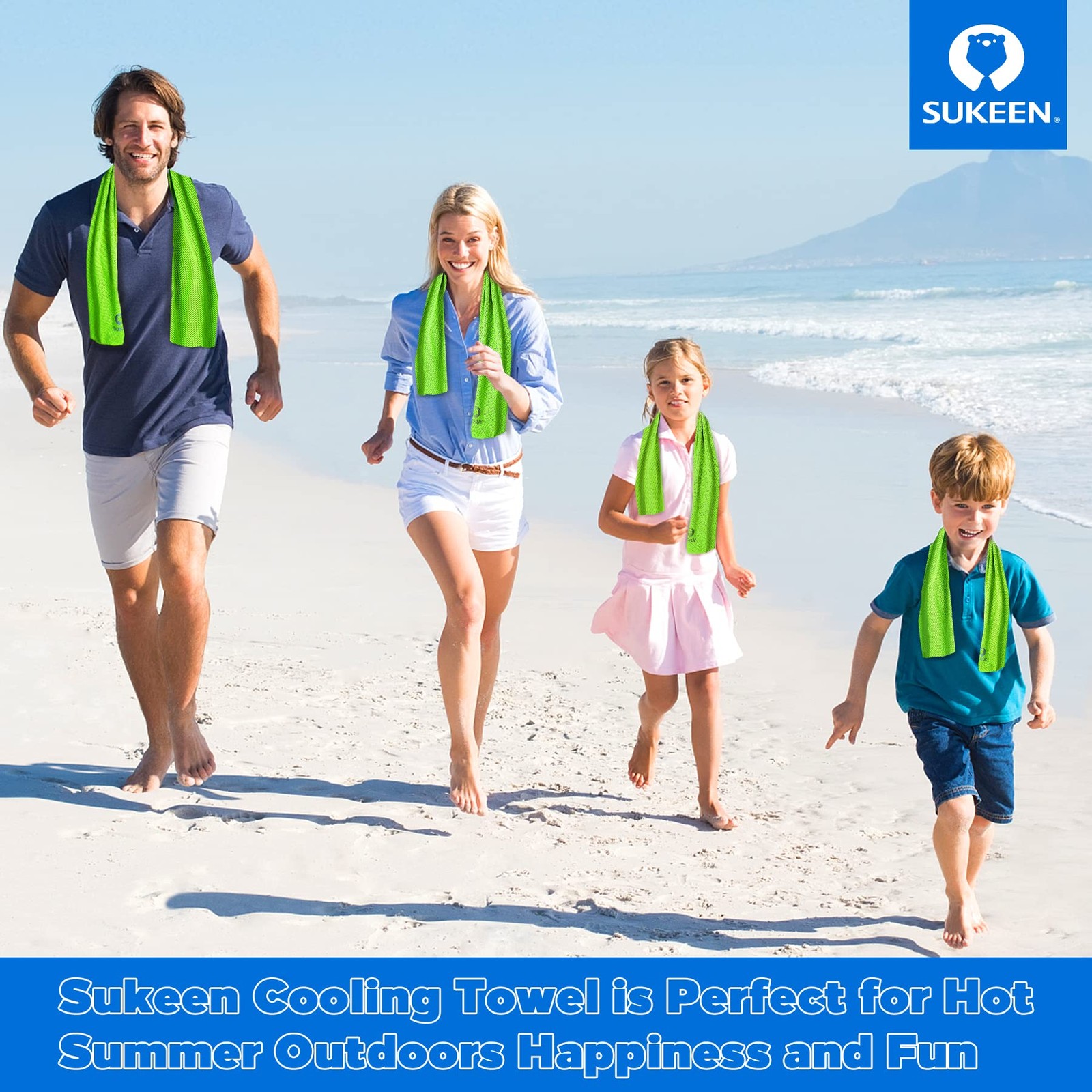 Sukeen 4 Pack Cooling Towels (40&Prime;x12&Prime;), 40&Prime; x 12&Prime;, Dark Blue/Green/Black/Pink
