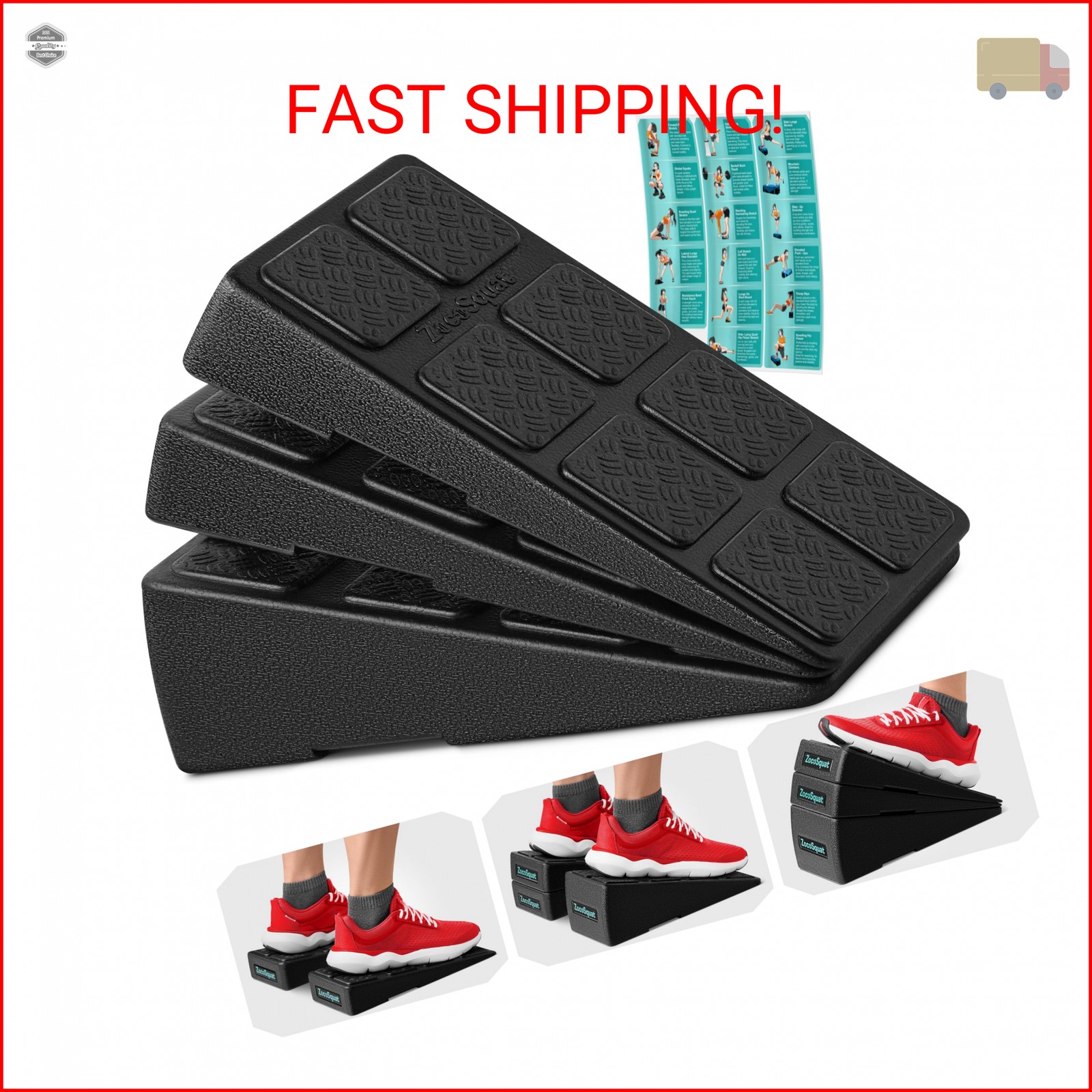 Squat Wedge Block Set of 3/5 – 960 LBS Capacity – Slant Board for Calf Stretchin