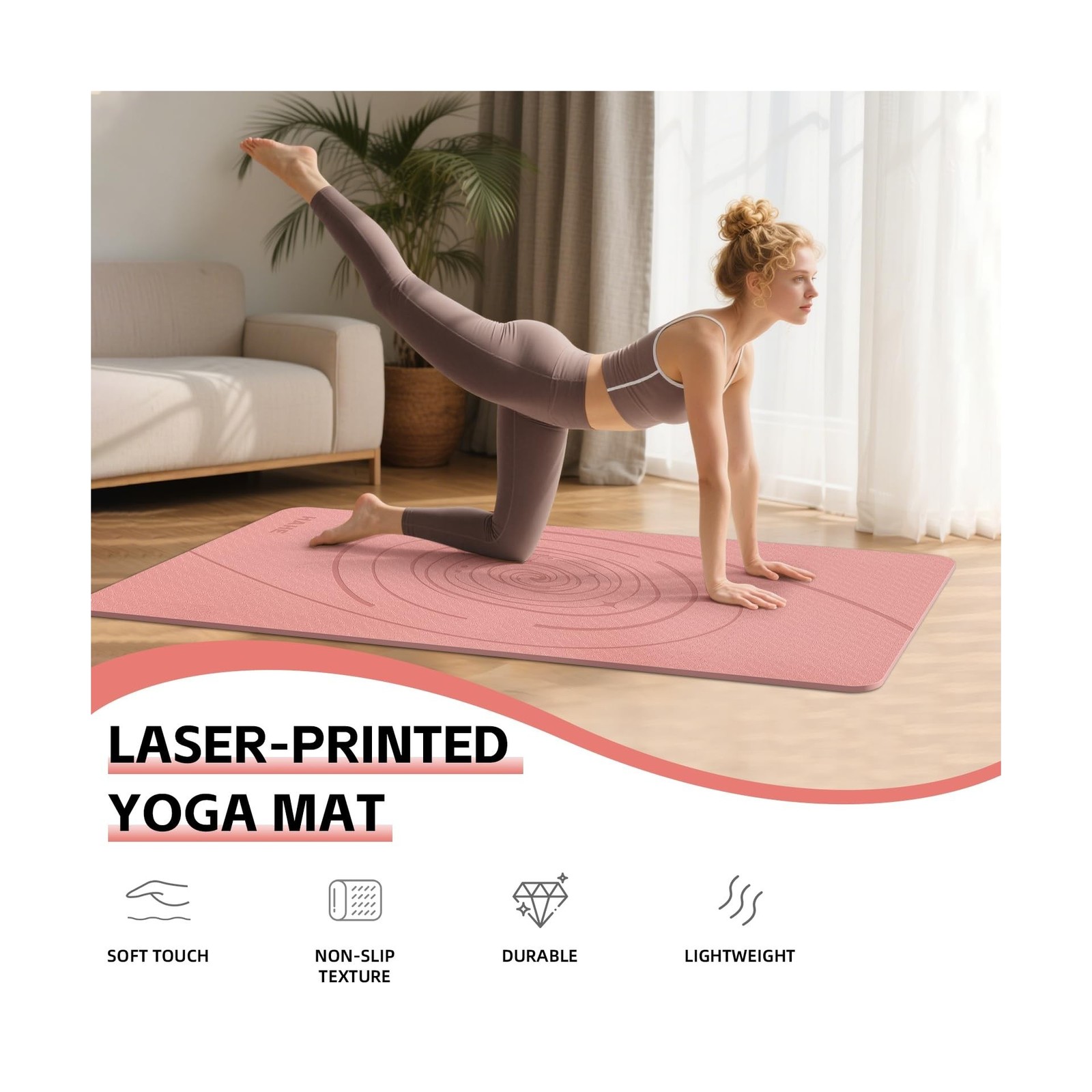 Large Yoga Mat Thick, 76&Prime;x32&Prime;x0.31&Prime;Wide POE Exercise Mat with N… FAST USA SHIP