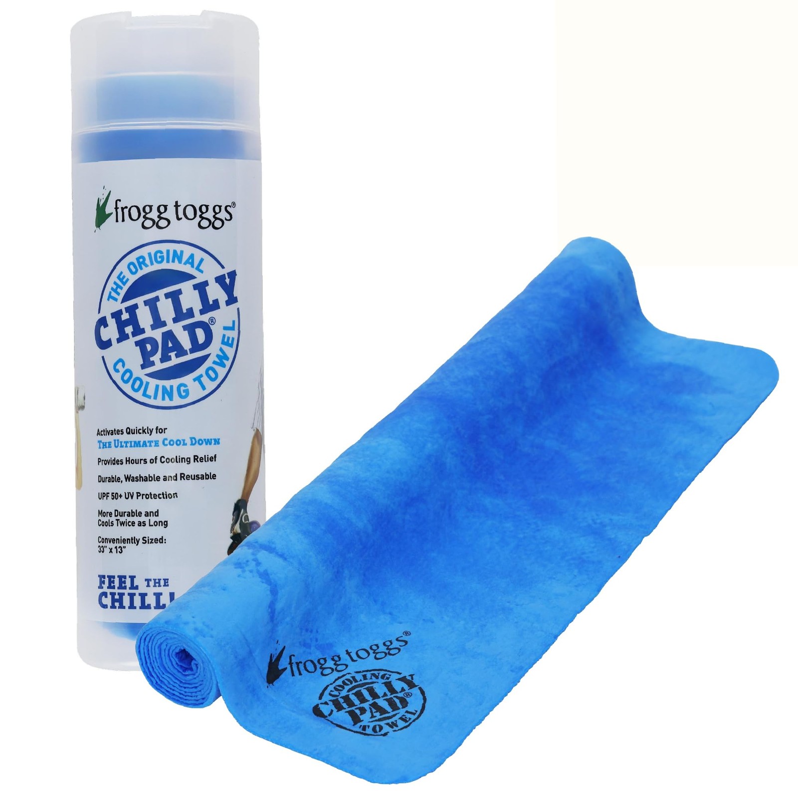 FROGG TOGGS Chilly Pad, Instant Cooling Towel, long lasting, 33×13, Sky Blue